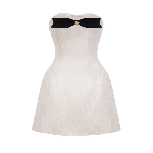 Araminta bow-detail off-shoulder mini dress
