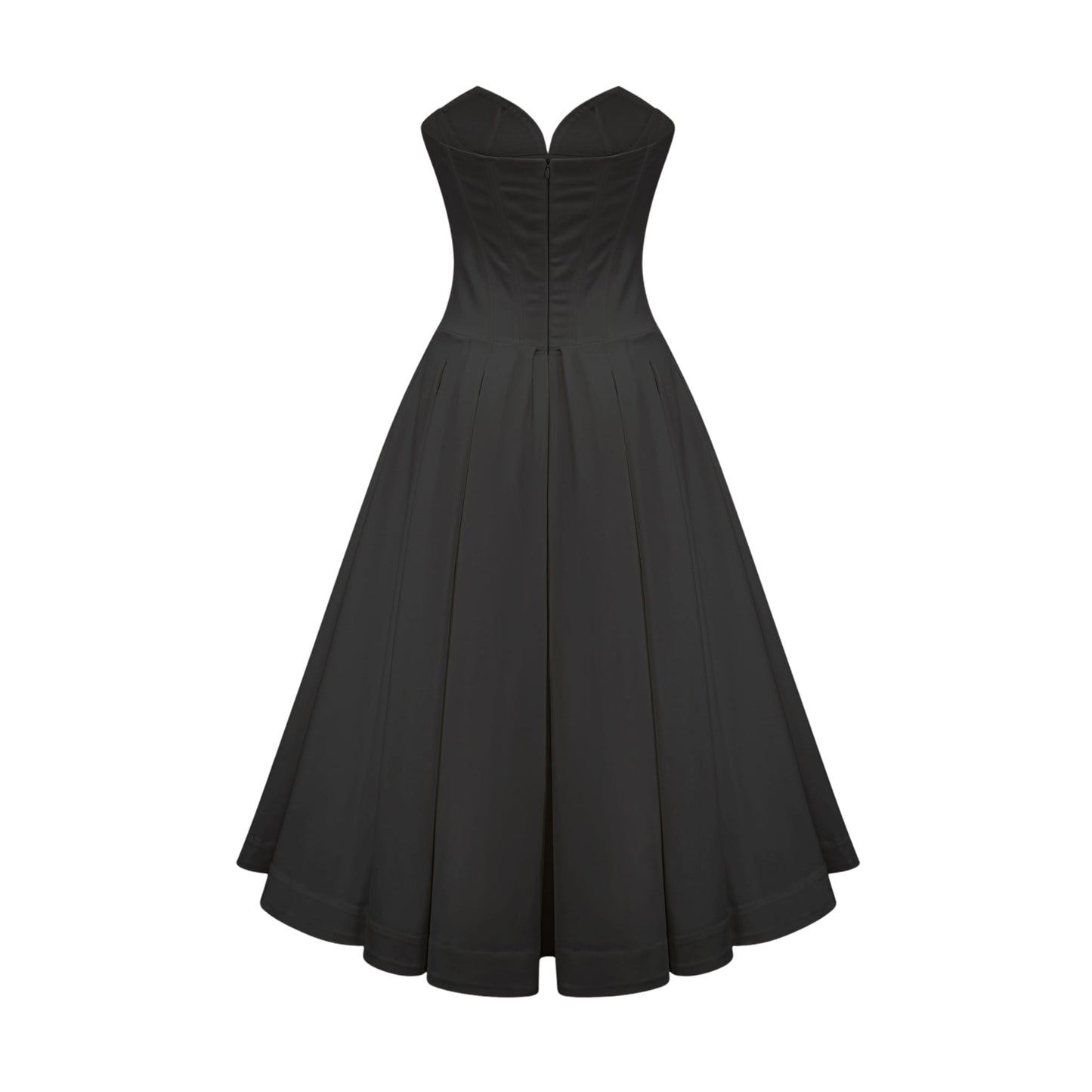 Katherine off-shoulder corset midi dress in Black