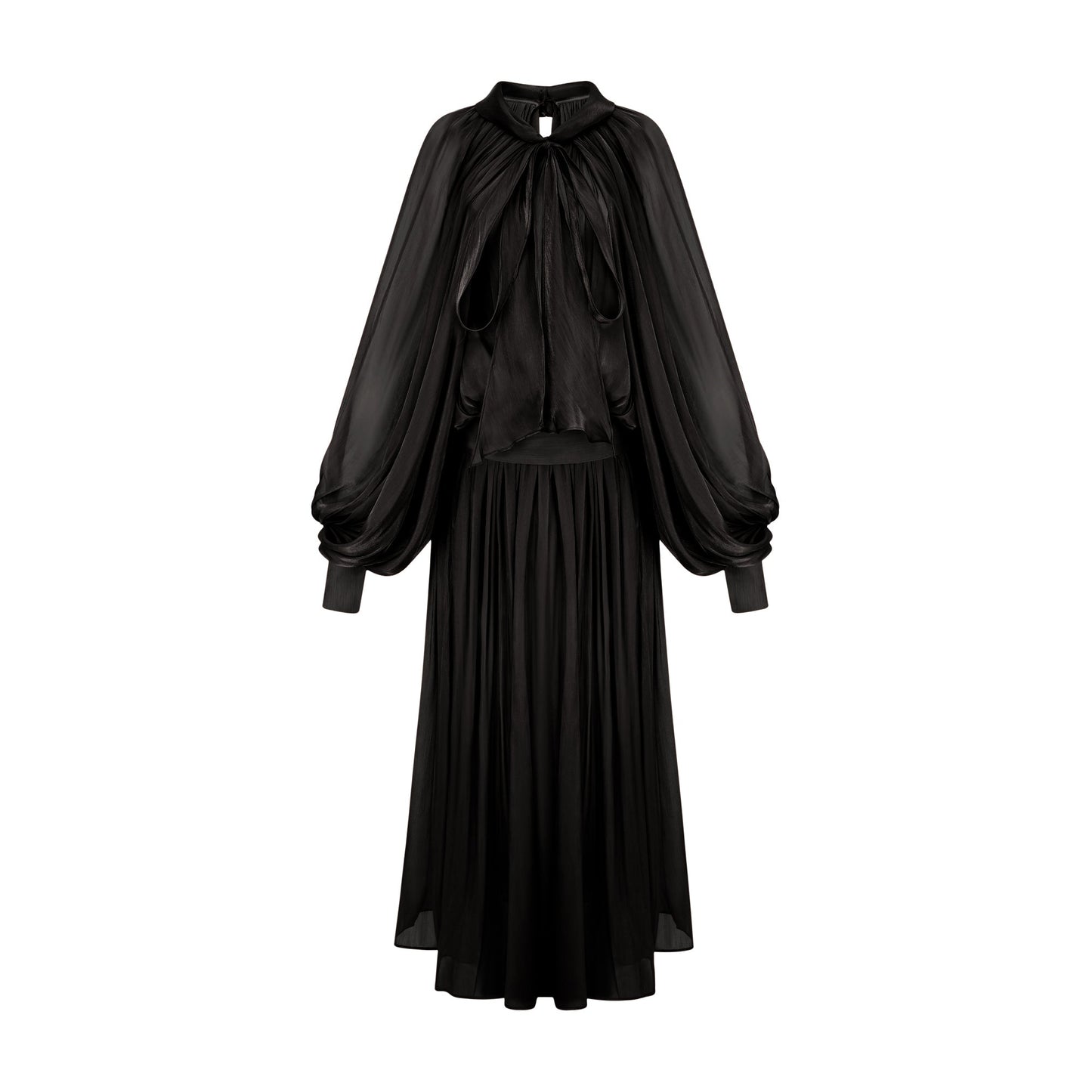 Mila pleated satin maxi dress in Black