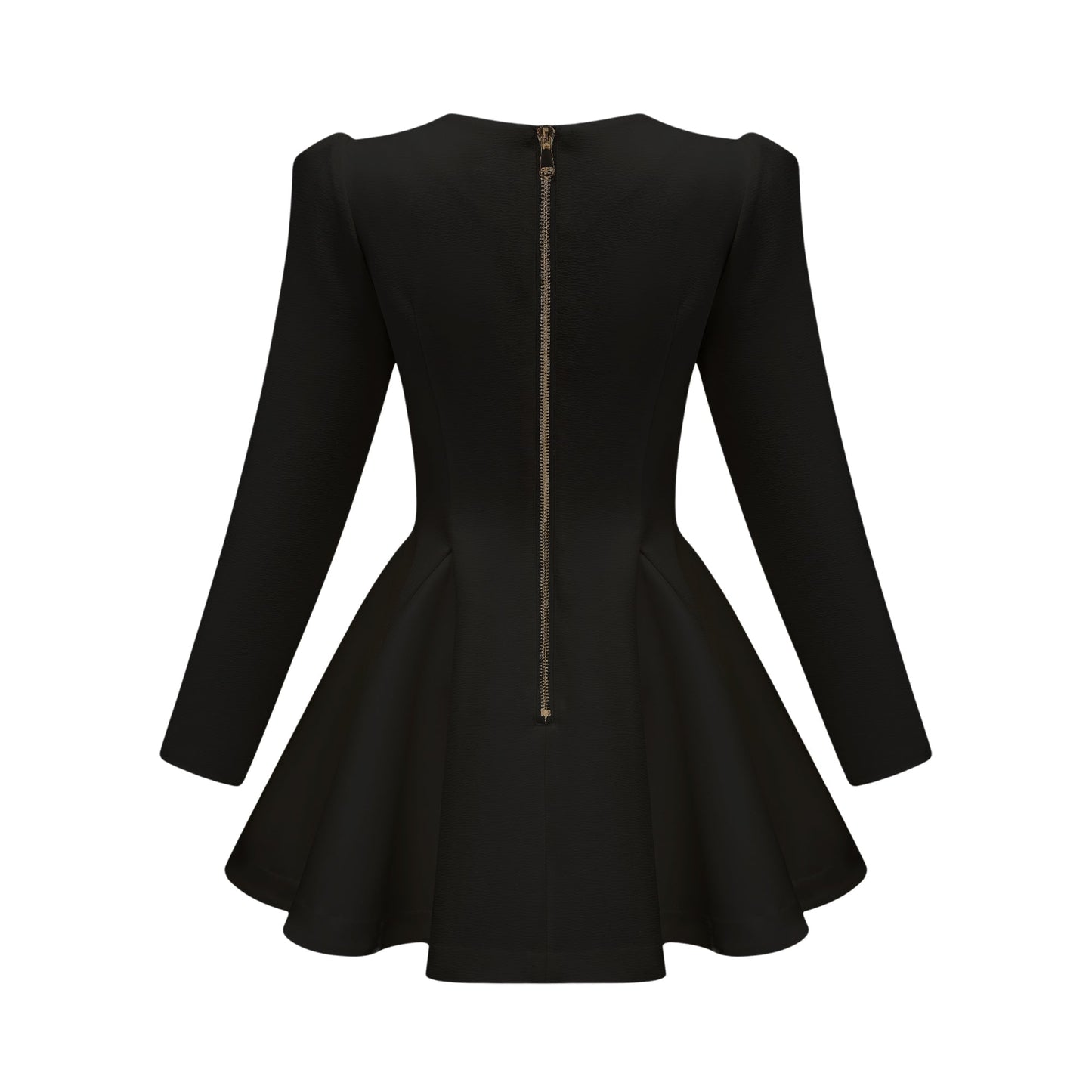 Élise pleated peplum-hem blazer dress in Black
