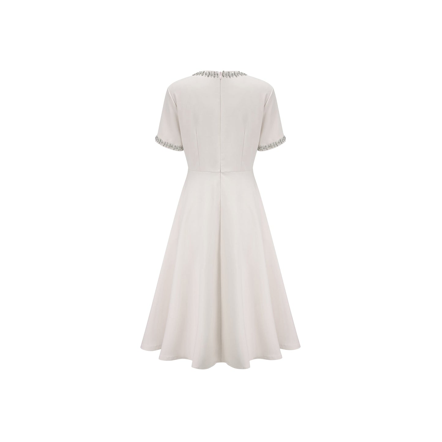 Cassiopeia crystal-accented bow midi dress in White