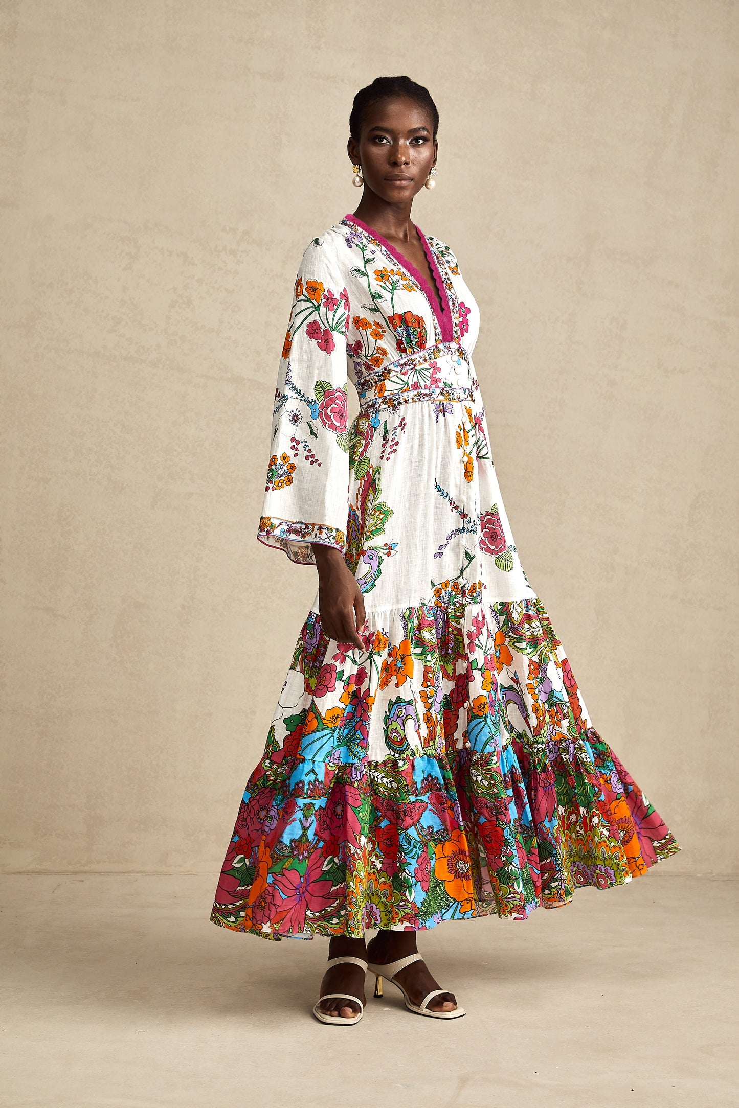Hélène floral-print V-neck maxi dress