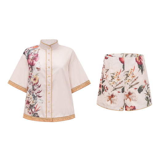 Joséphine floral-print shirt & short matching set