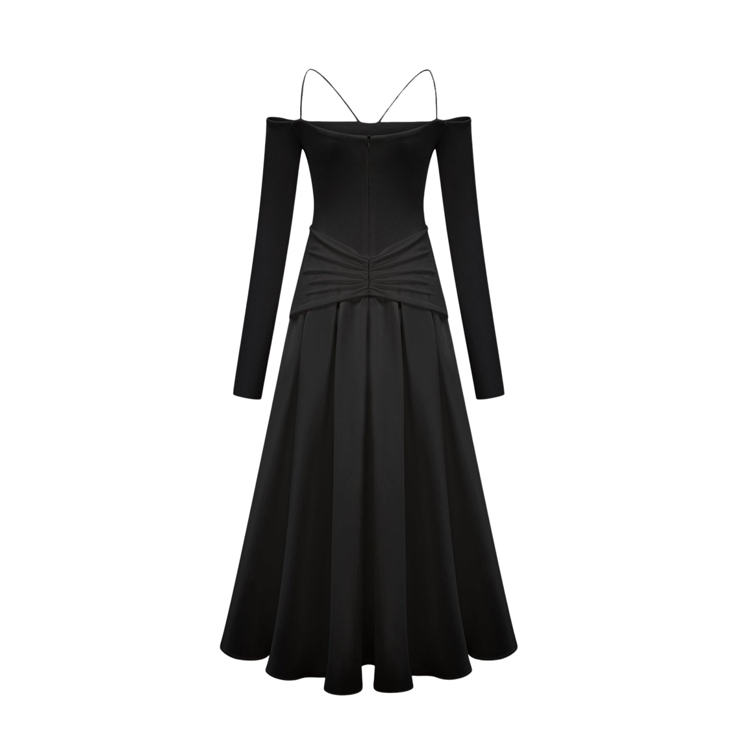 Nadine off-shoulder panelled maxi dress in Black