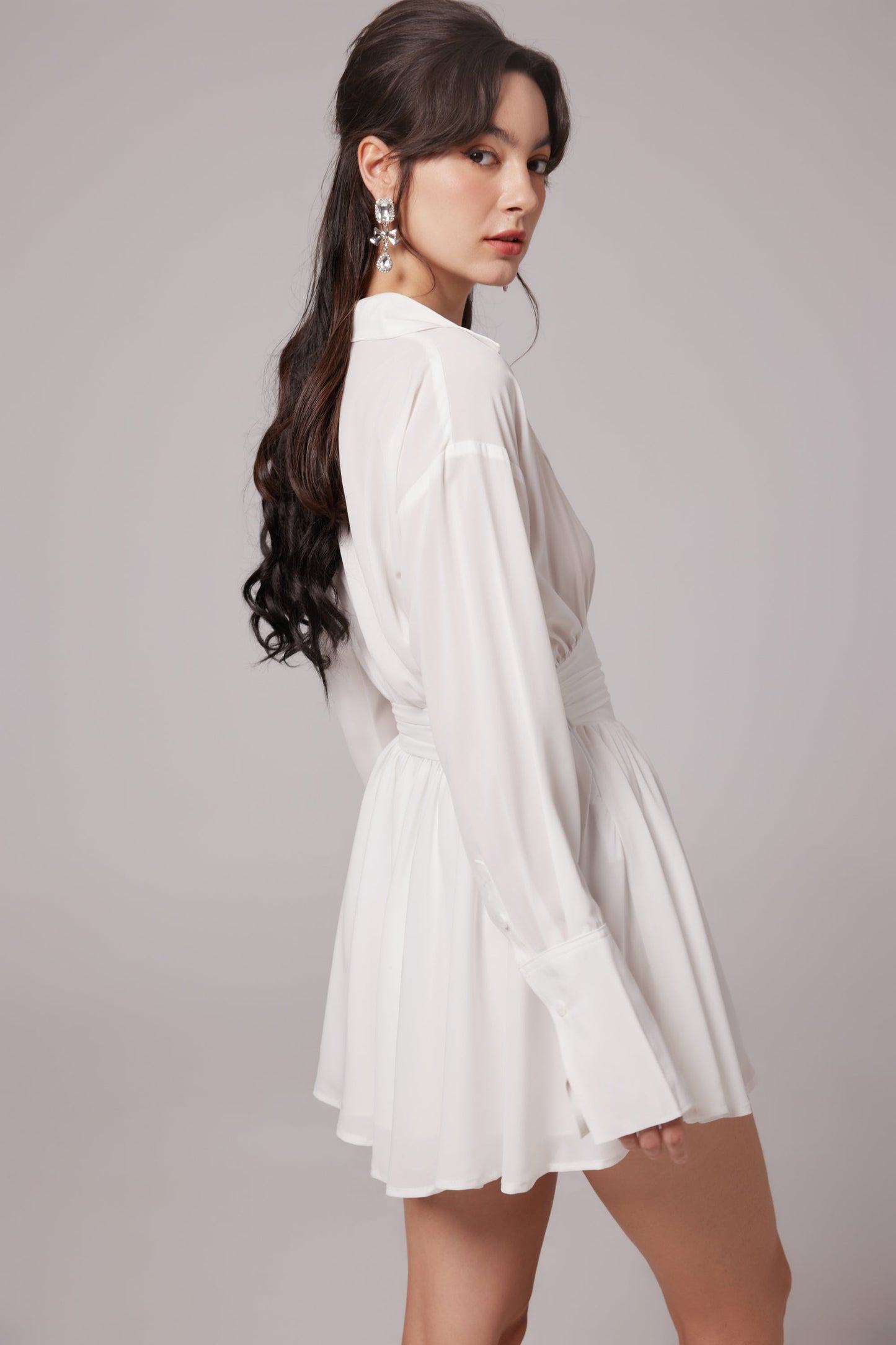 Snow White ruched mini shirt dress (US Only)