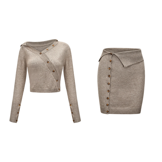 Eva asymmetrical cut-out top & skirt matching set