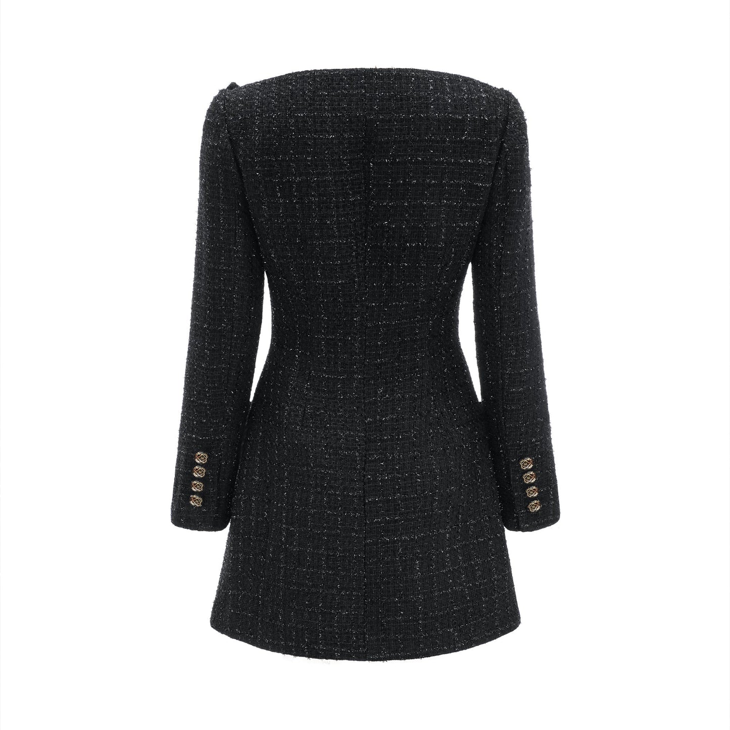 Erin black double-breasted coat dress