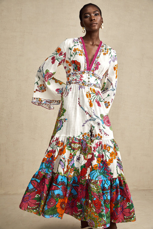 Hélène floral-print V-neck maxi dress