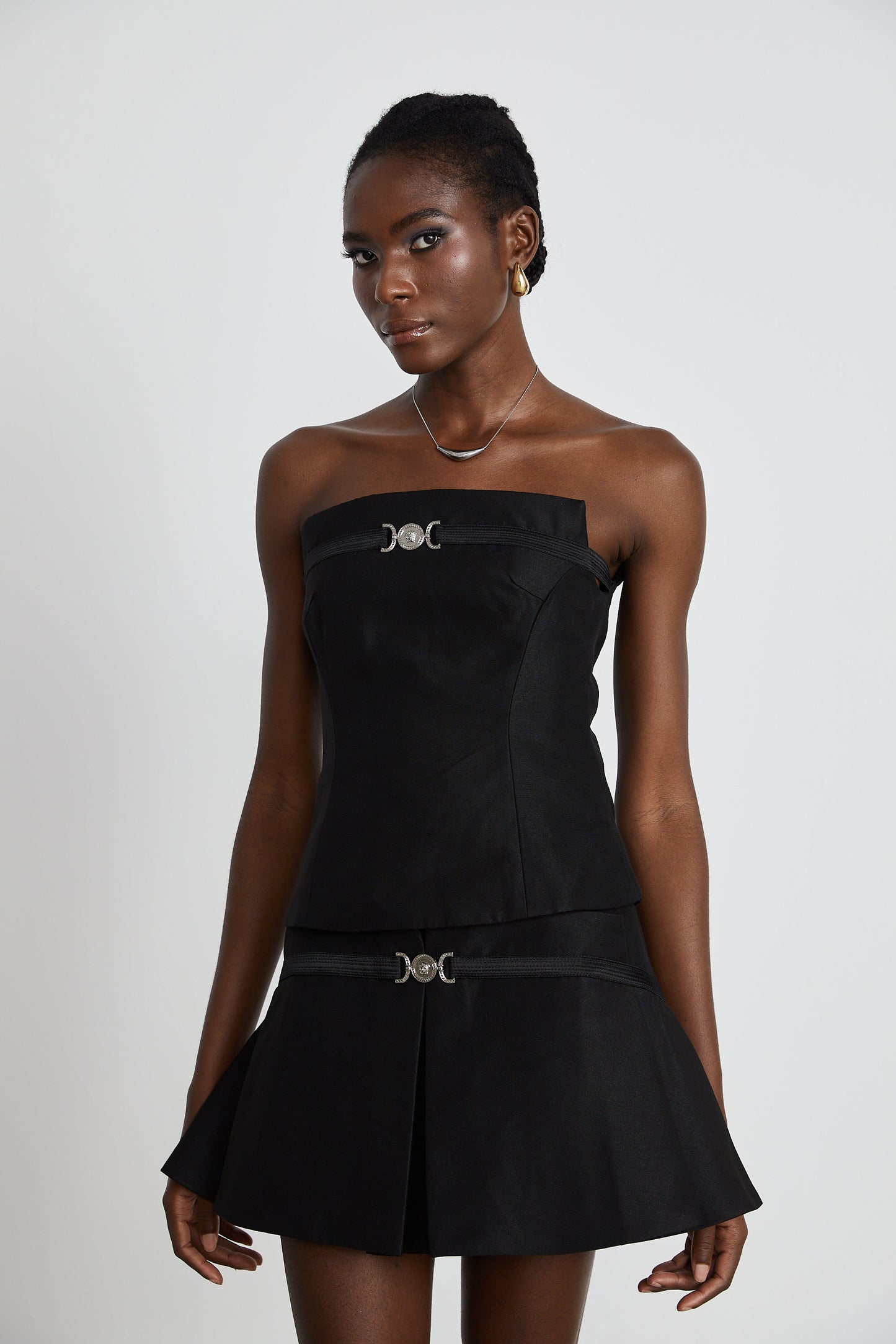 Margaux black top & skirt matching set