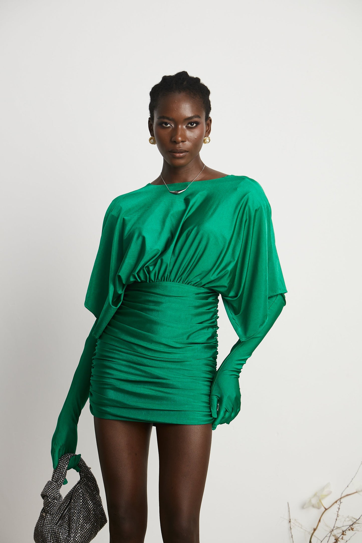 Yvette ruched V-neck mini dress (US Only)