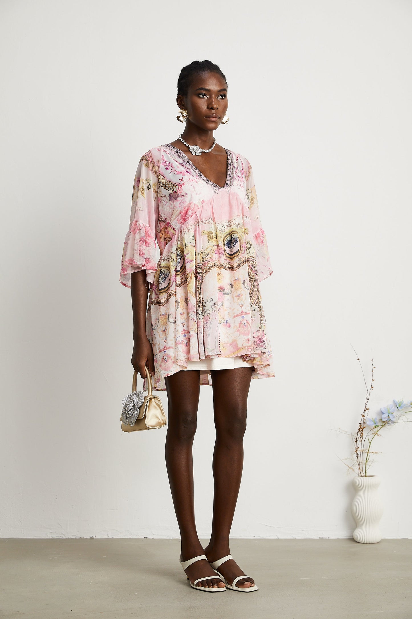 Camille pattern-print flared mini dress
