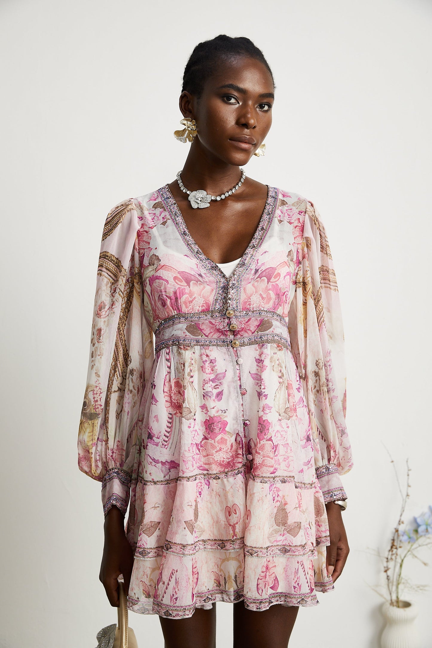 Mélisande floral-print tiered mini dress (US Only)