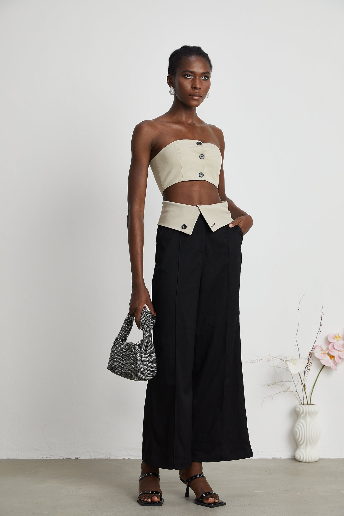 Naomi crop top & trousers matching set