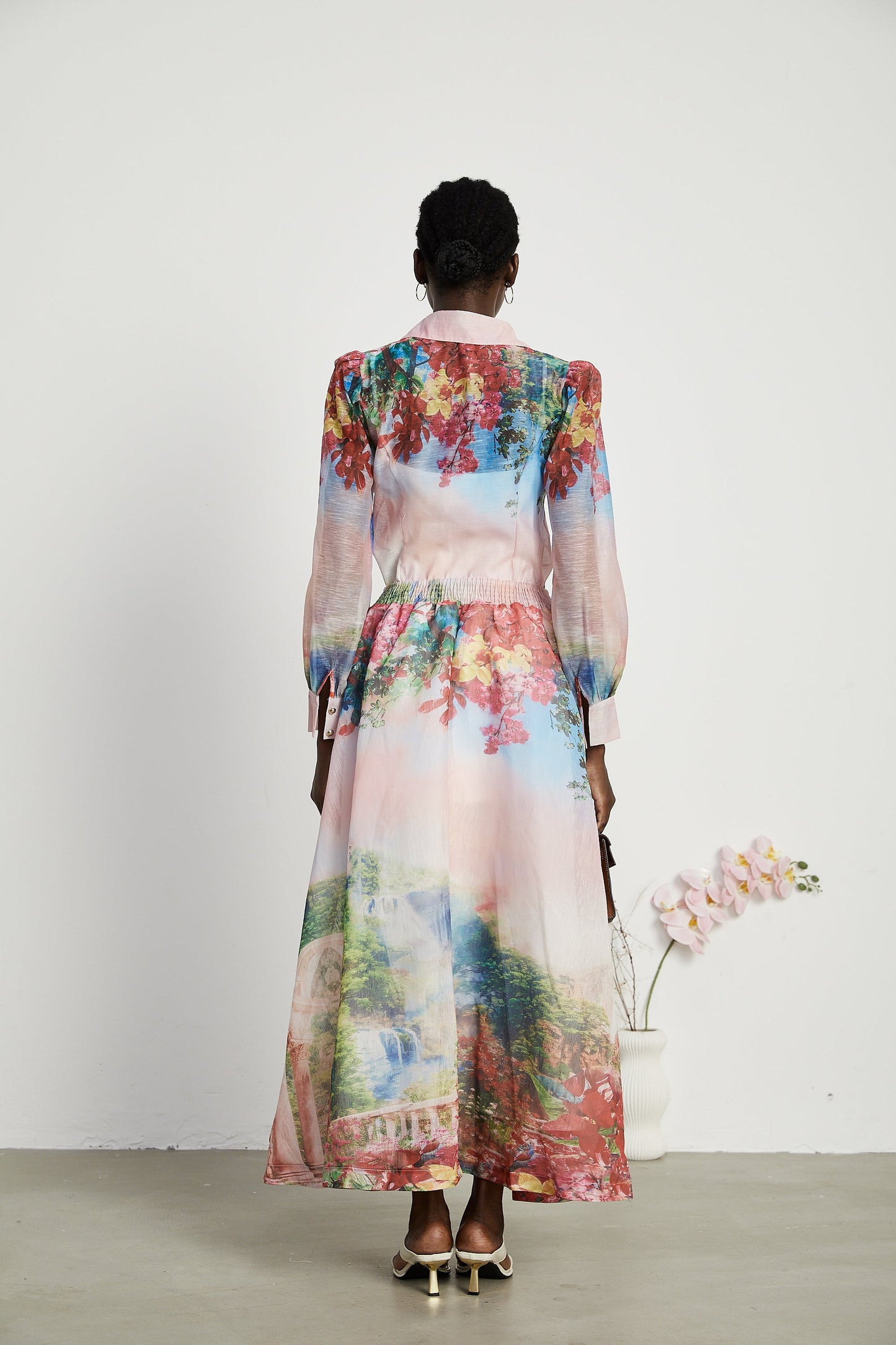 Marcella floral-print shirt & skirt matching set
