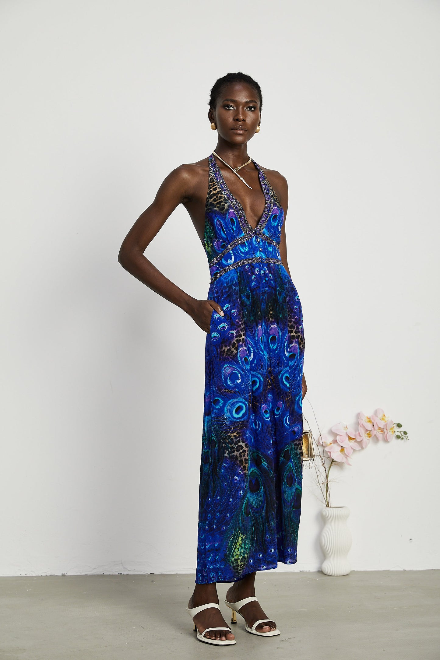 Felicia silk halterneck jumpsuit