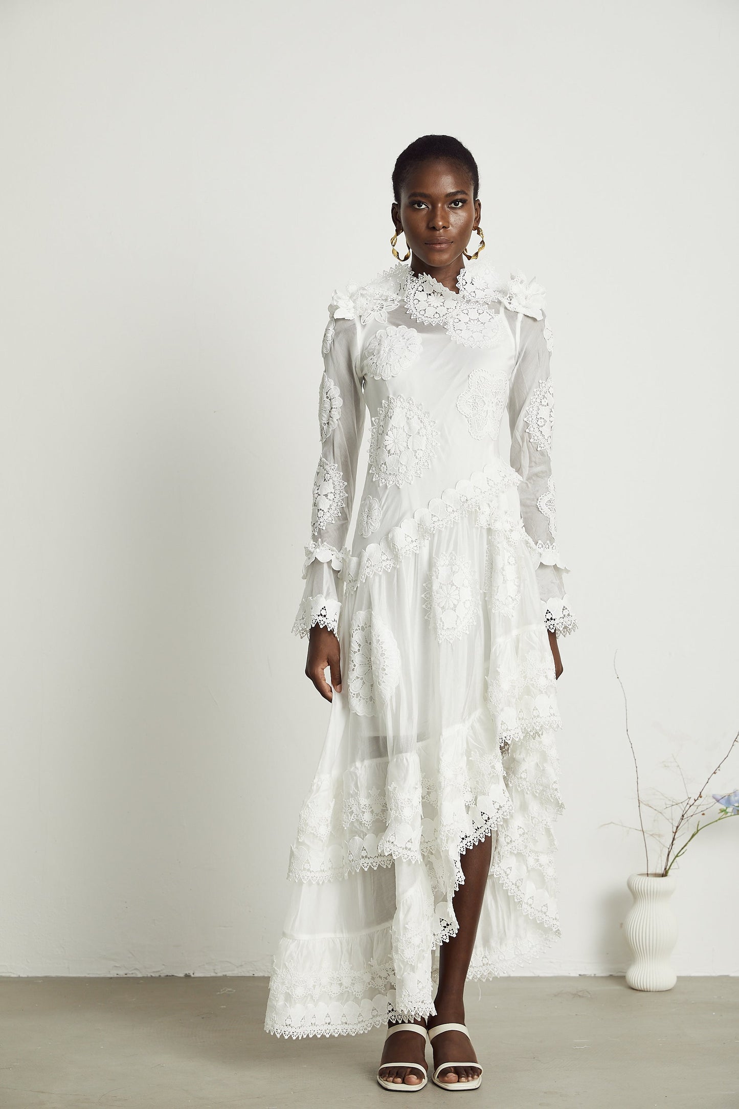 Renée lace floral-embroidered semi-sheer midi dress (US Only)