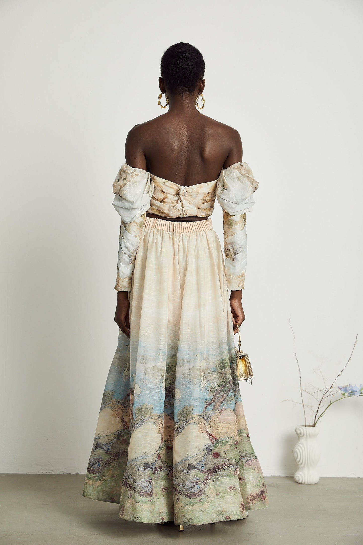 Émmanuelle pattern-print top & skirt matching set