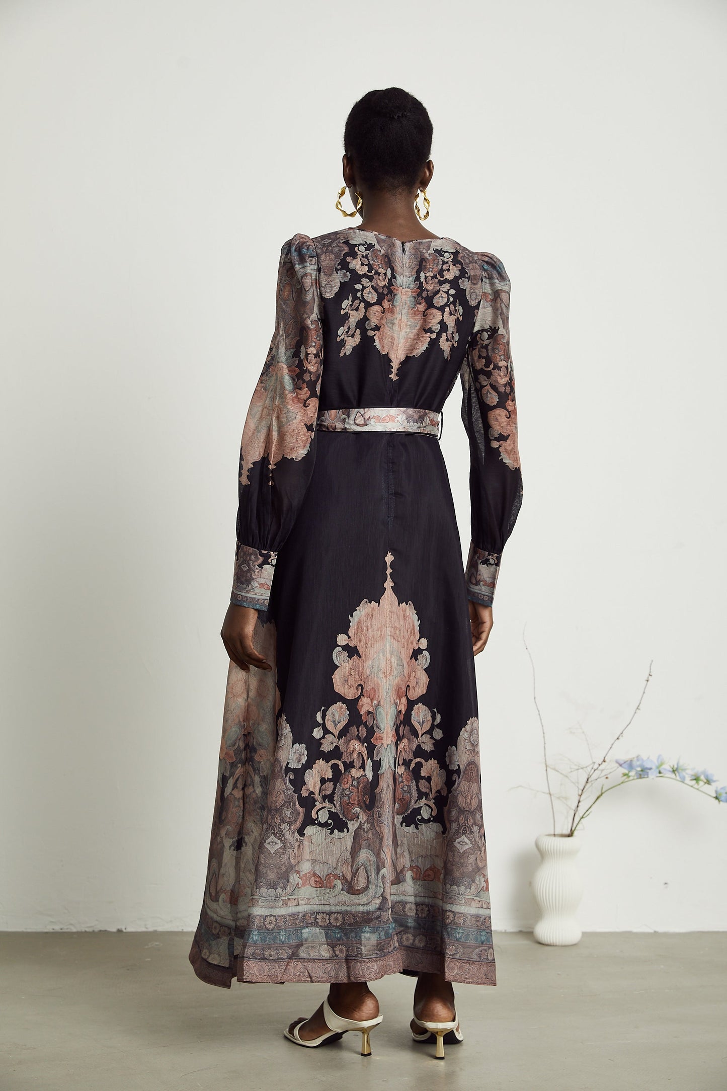 Philippine pattern-print color-block midi dress (US Only)
