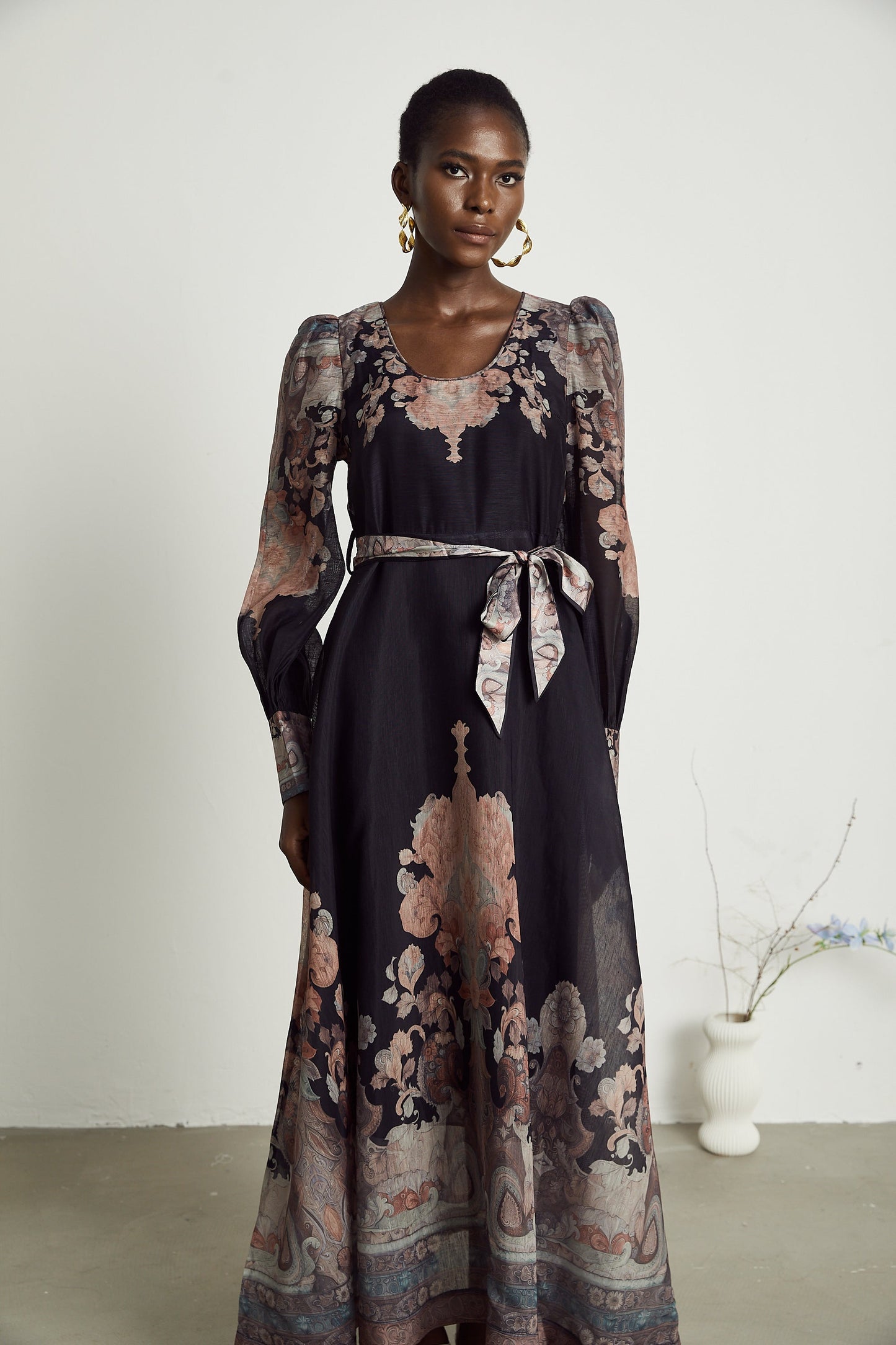 Philippine pattern-print color-block midi dress (US Only)