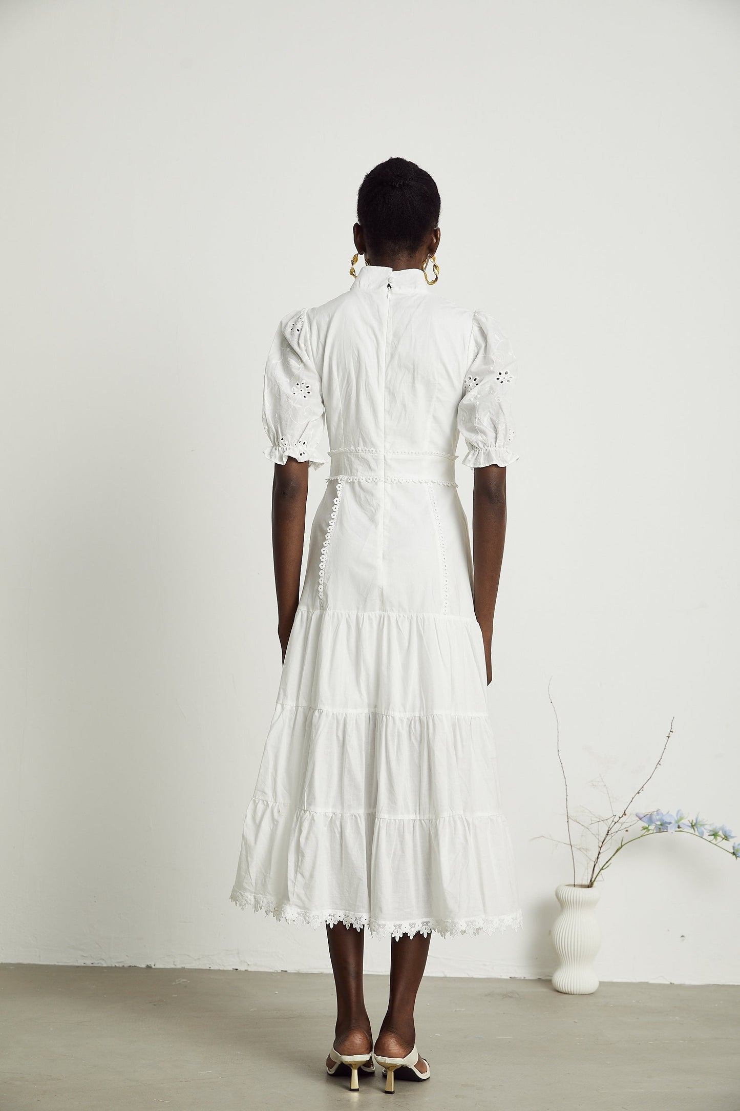 Coline lace floral-embroidered midi dress