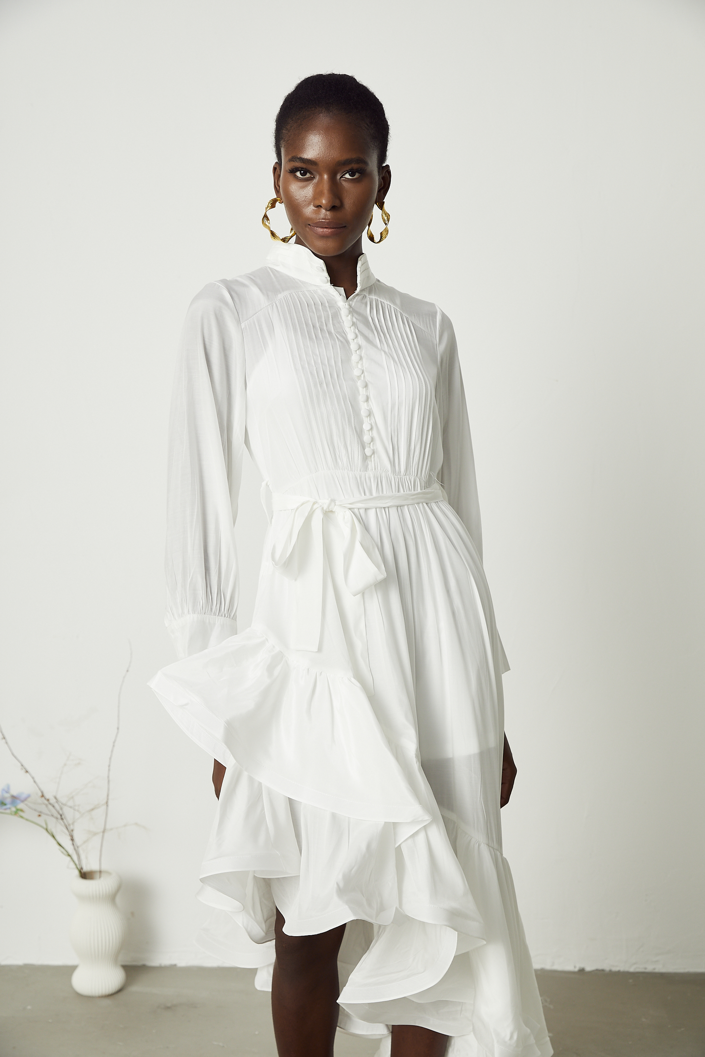 Désirée asymmetric-hem pleated midi dress (US Only)