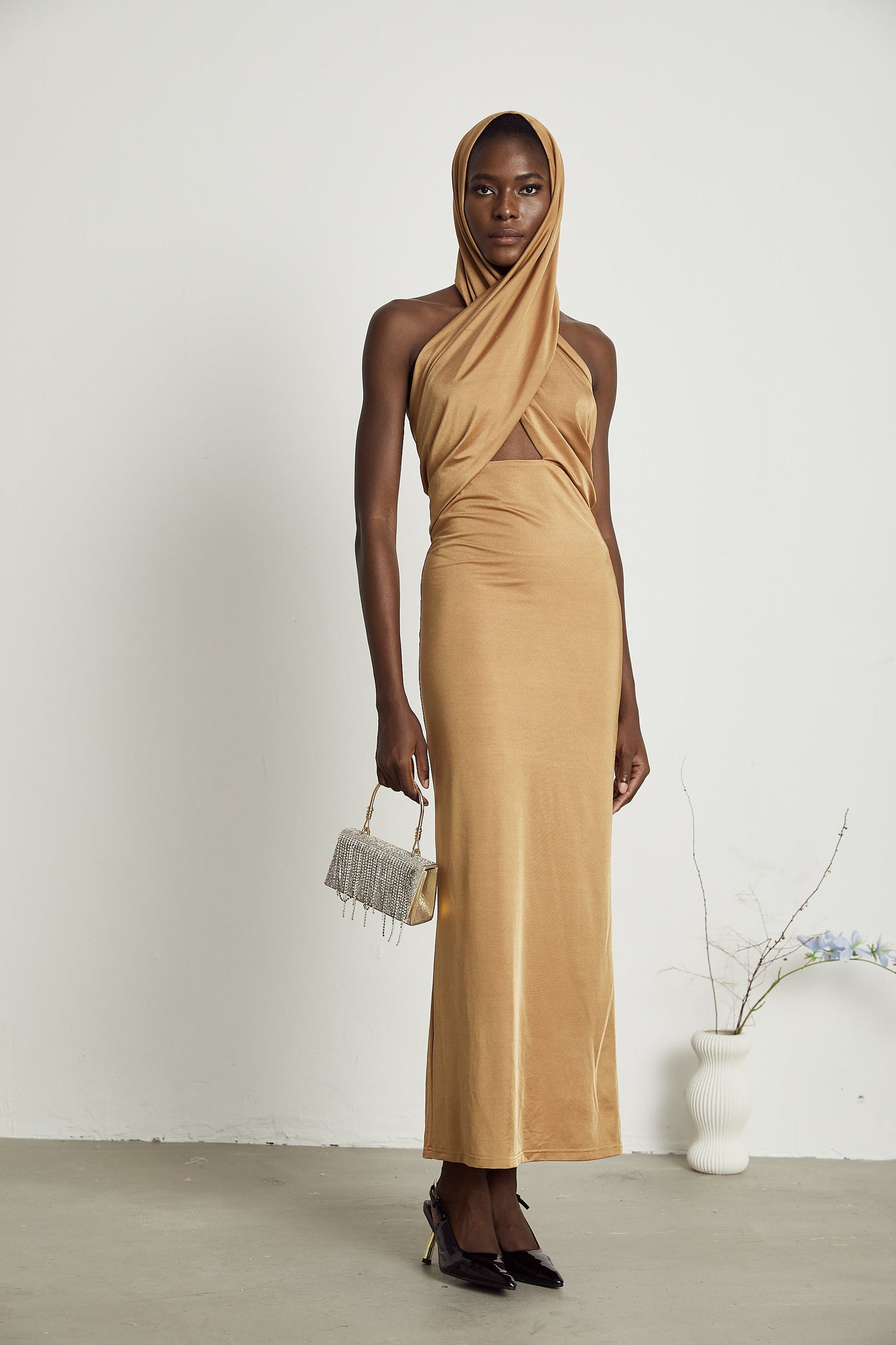 Neri hooded cut-out maxi dress