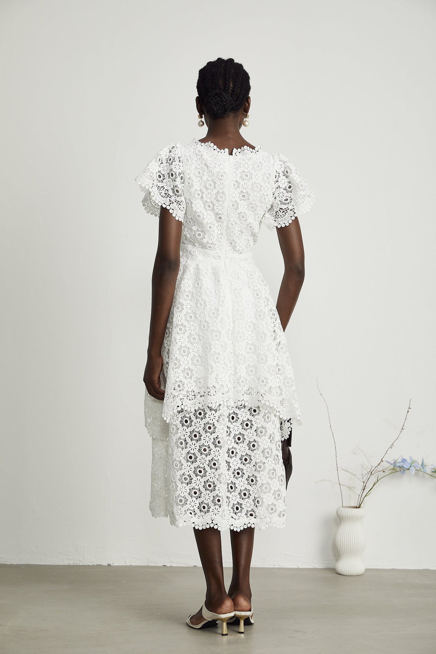 Lisette lace cut-out layered midi dress (US Only)