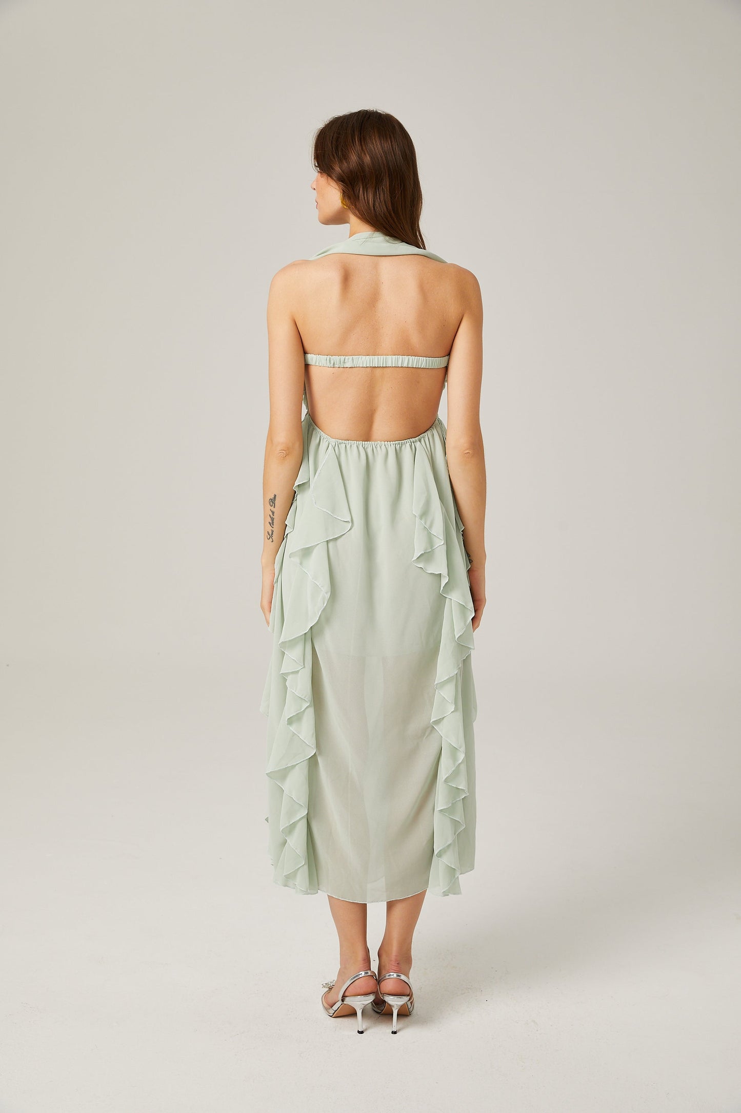 Salilah embellished ruffled midi dress