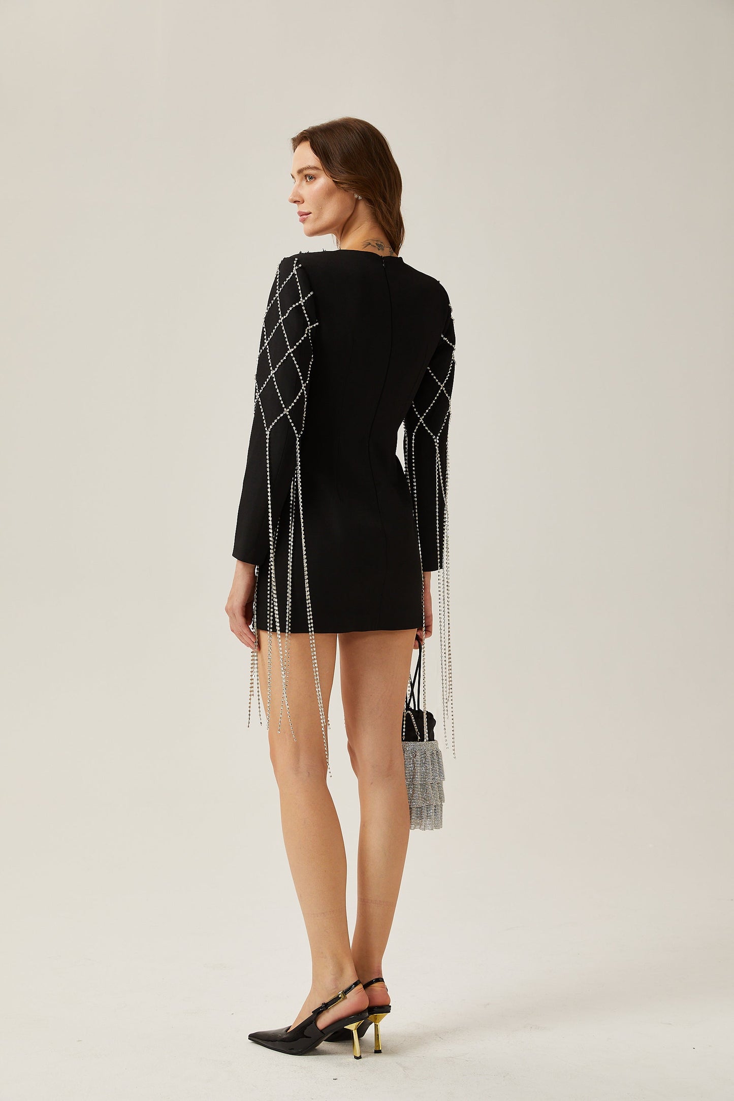 Mireille black crystal-embellished mini dress