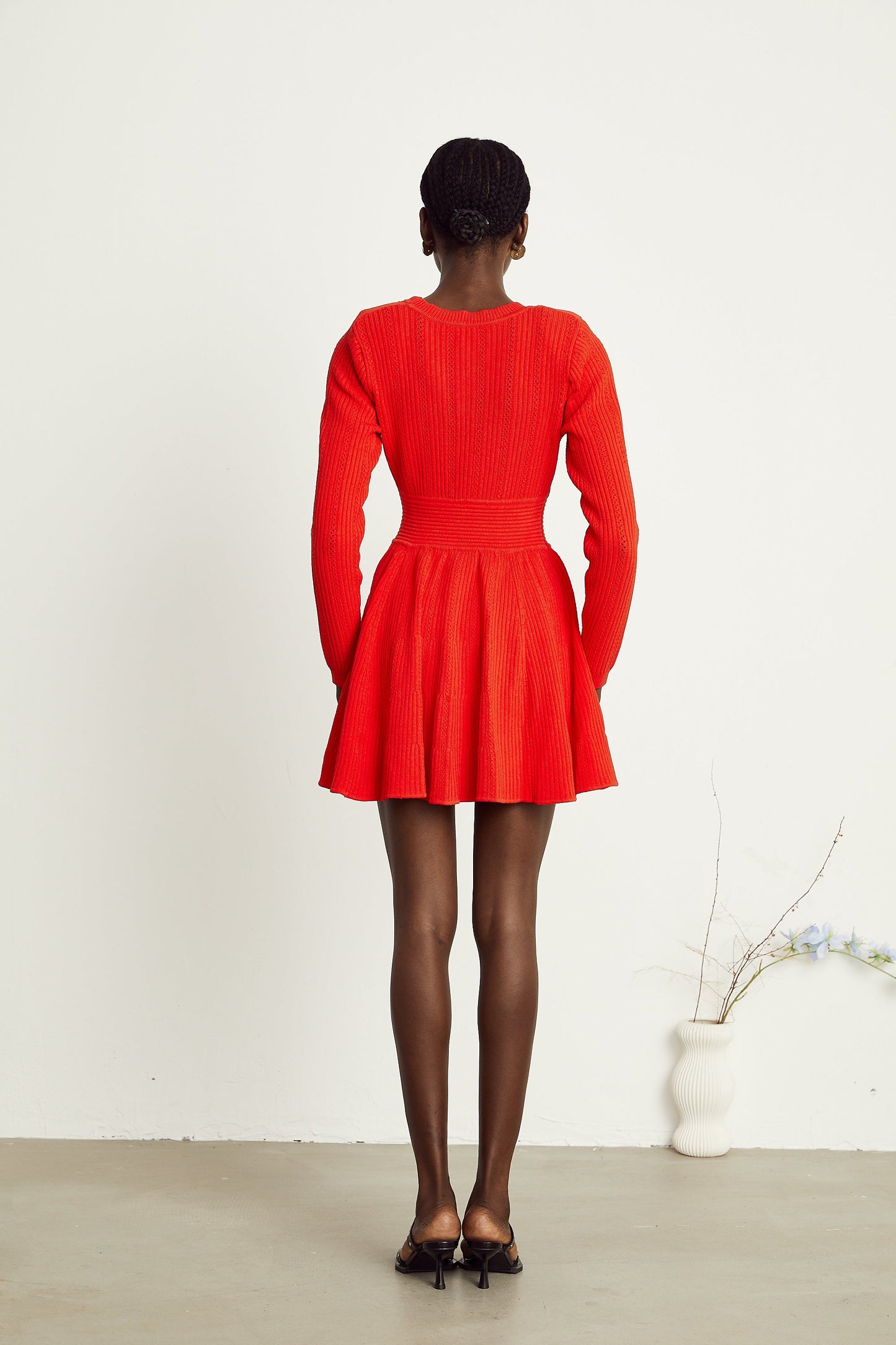 Coralie red V-neck flared mini dress (US Only)