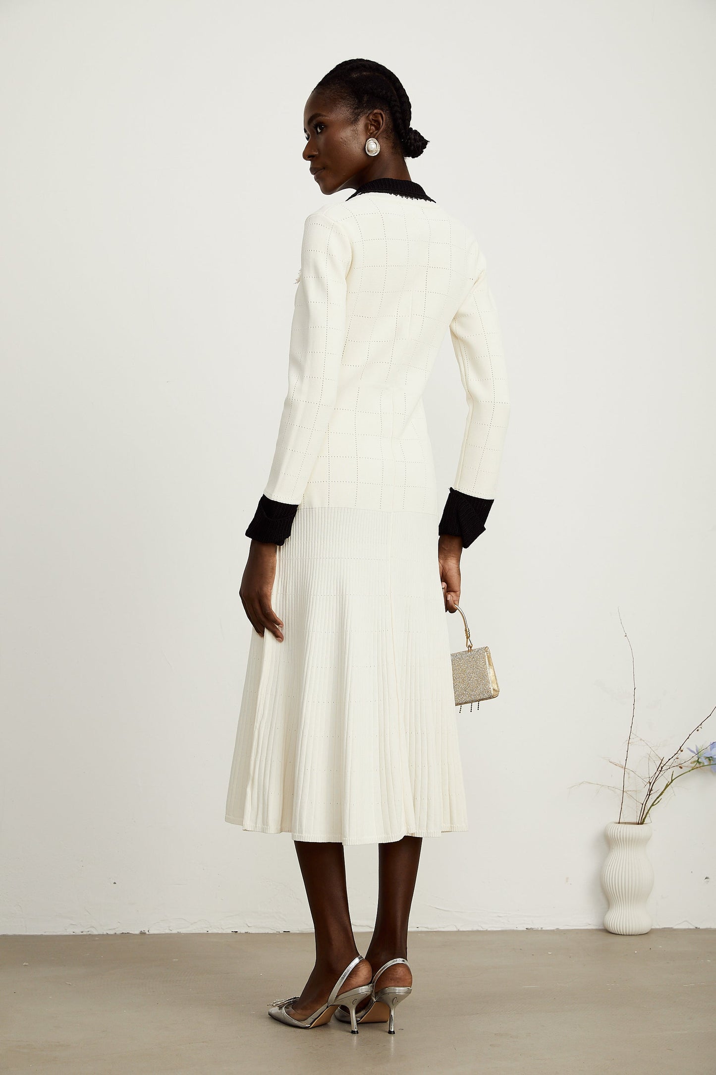 Cécilie contrast-trim knitted shirt dress