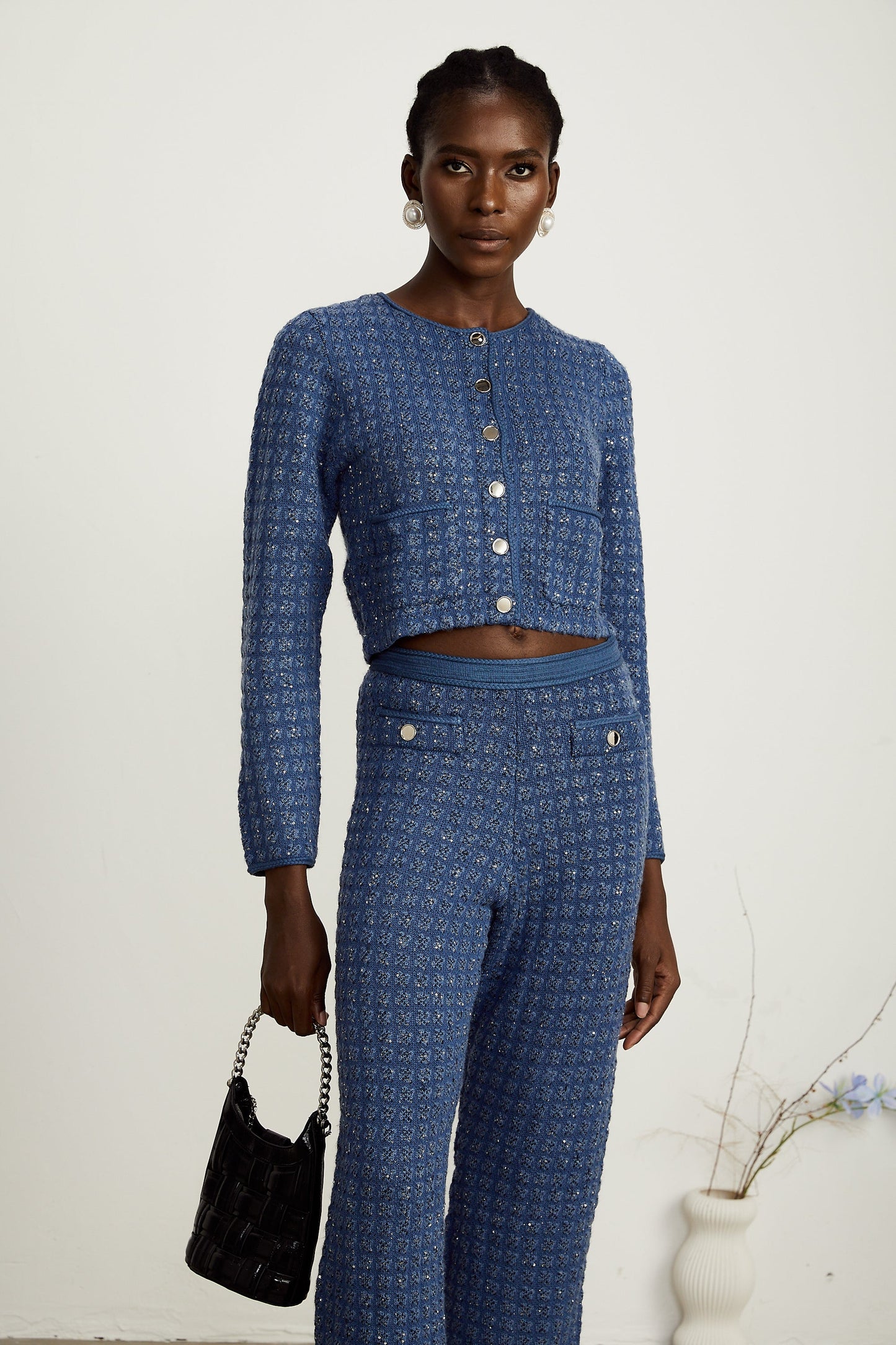 Ghislaine sequin-embellished jacket & trousers matching set
