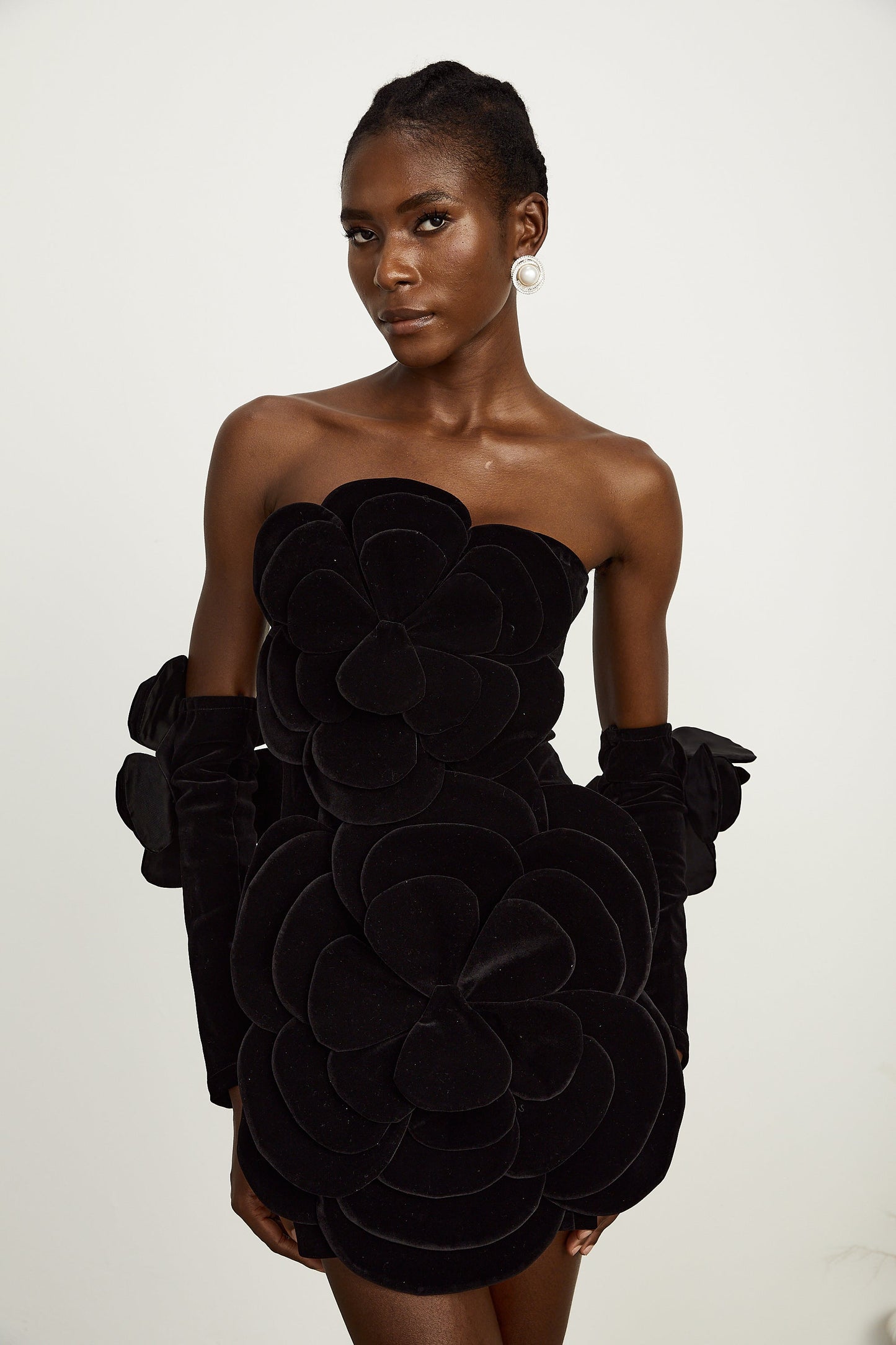 Azura floral-appliqué mini dress in Black (US Only)