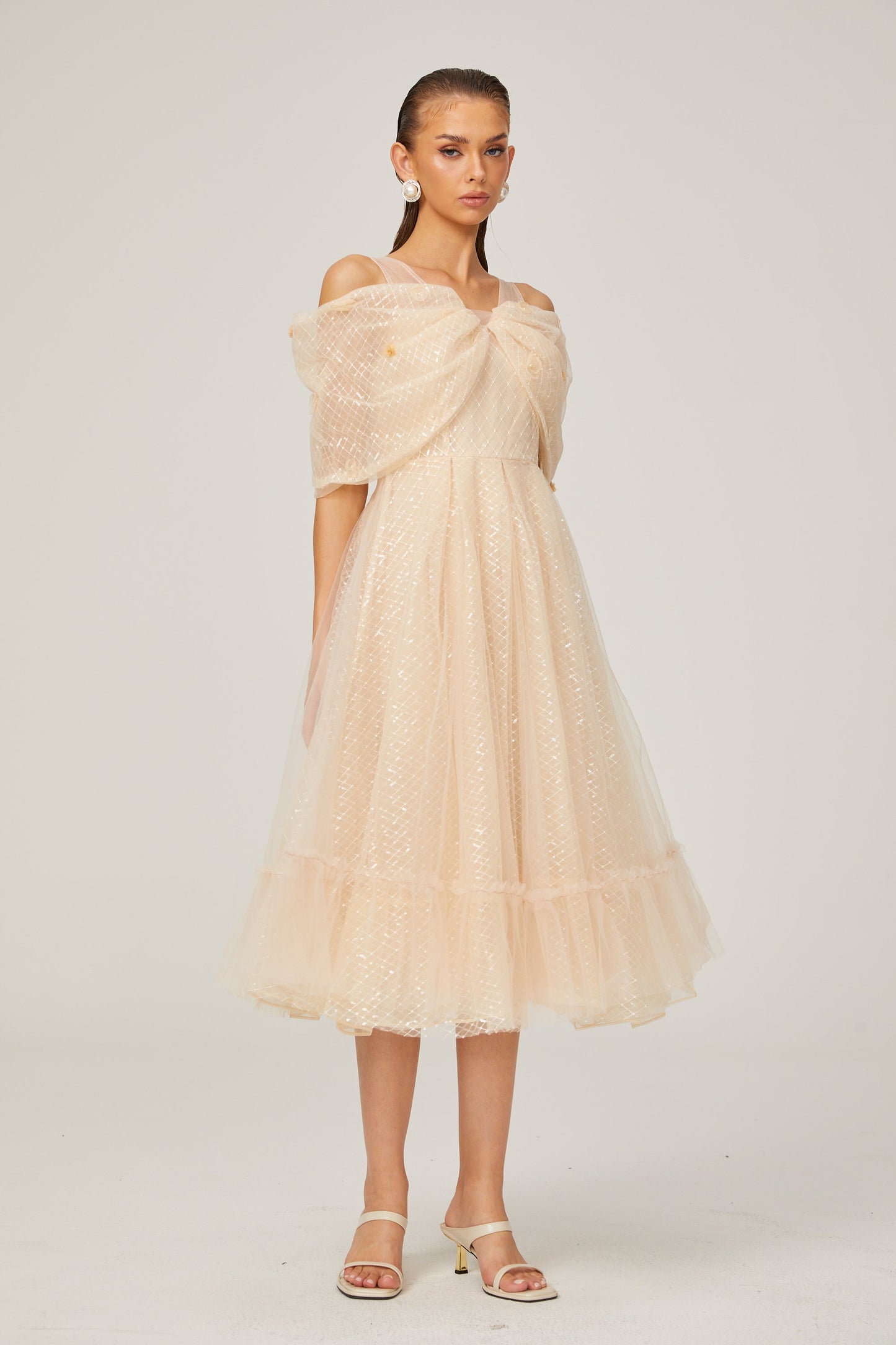 Danielle sequined tulle midi dress