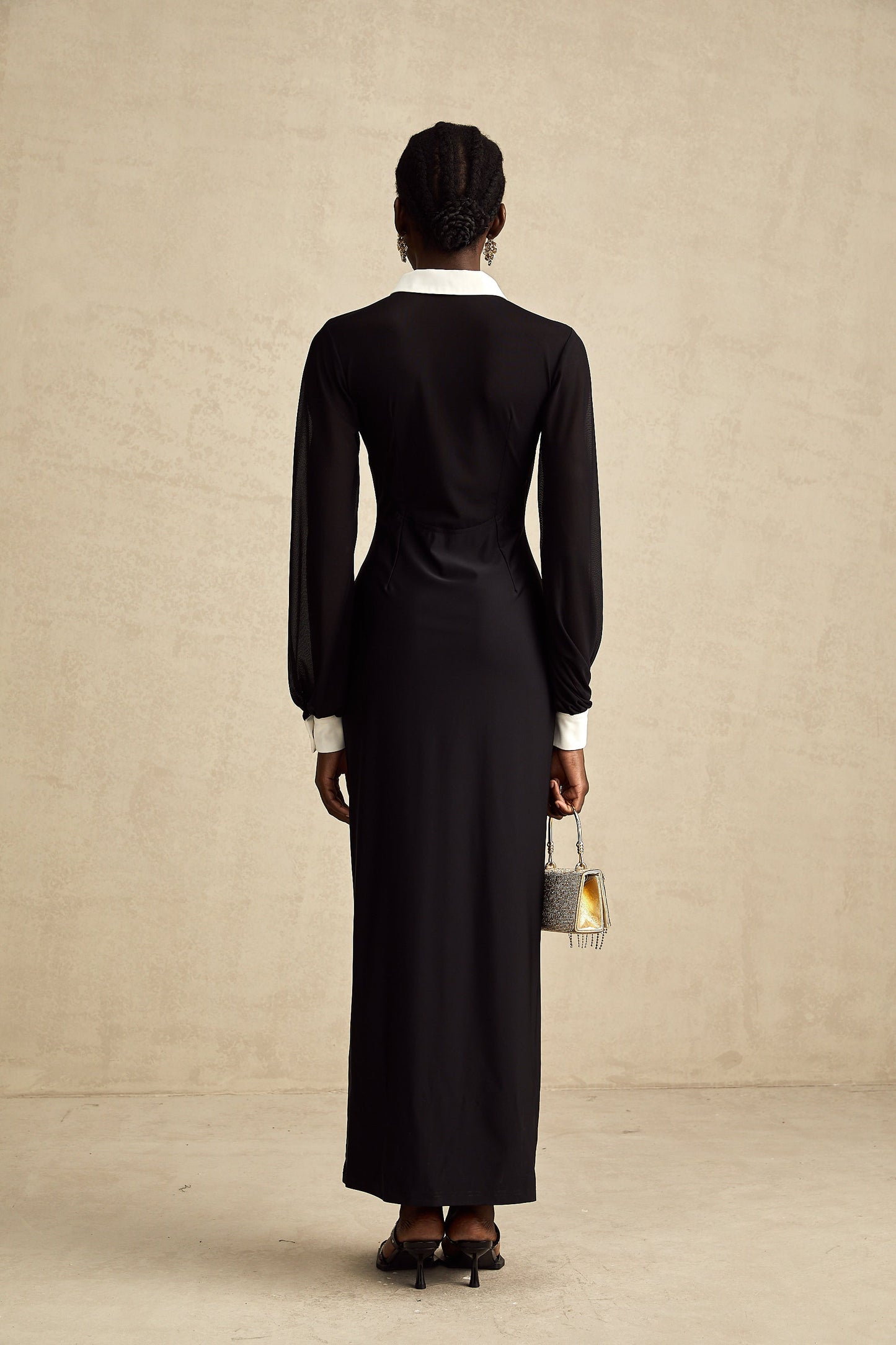 Cyrielle contrast-color semi-sheer maxi dress