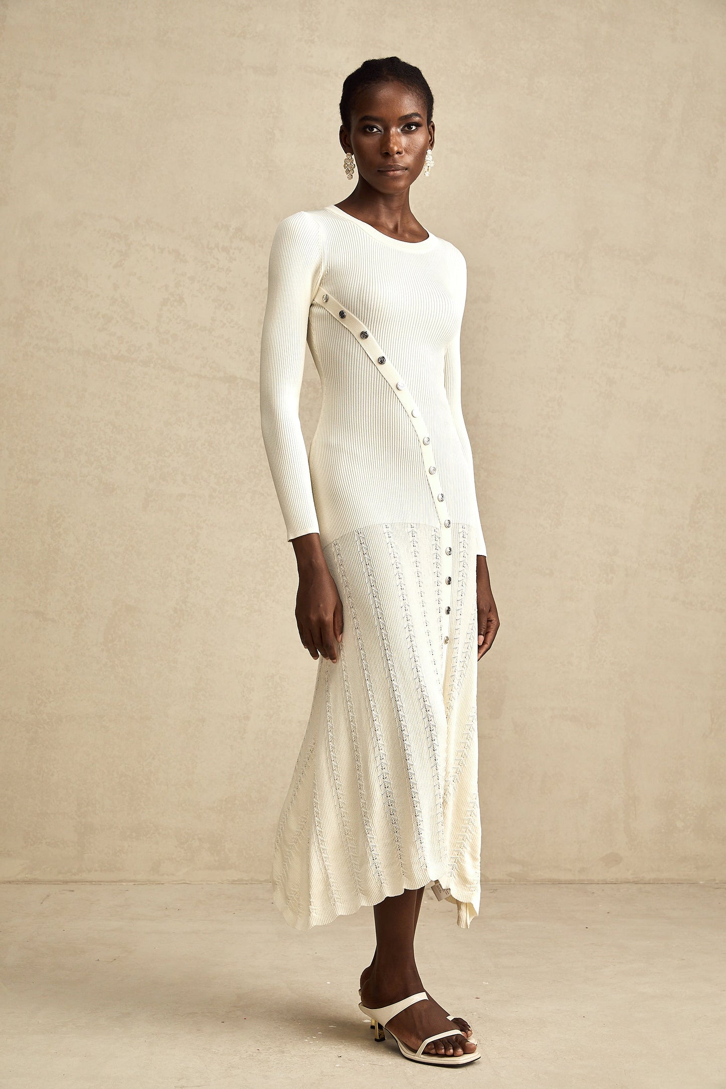 Éléonore button-embellished knitted midi dress