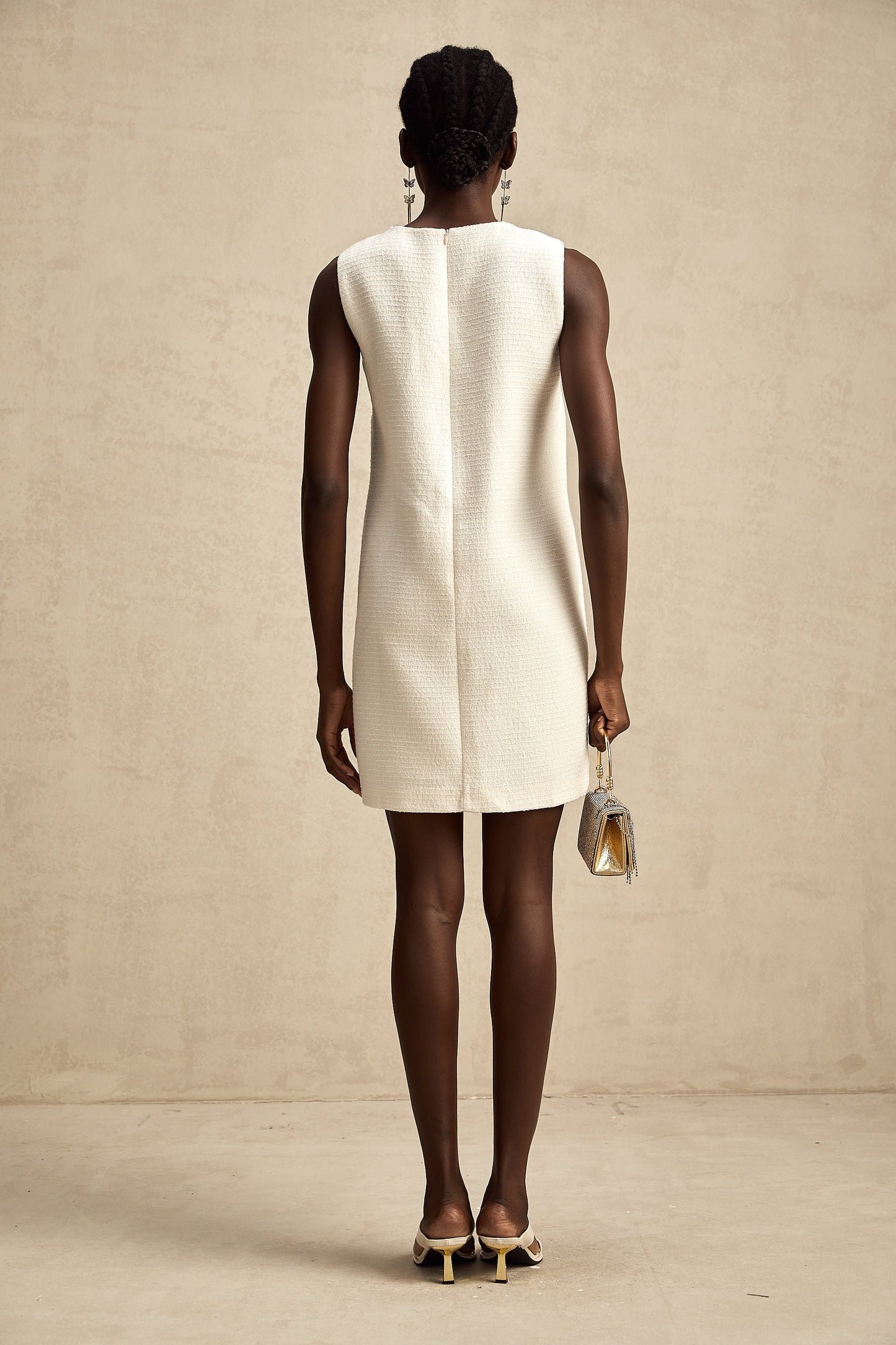 Béatrice tweed embroidered cut-out mini dress