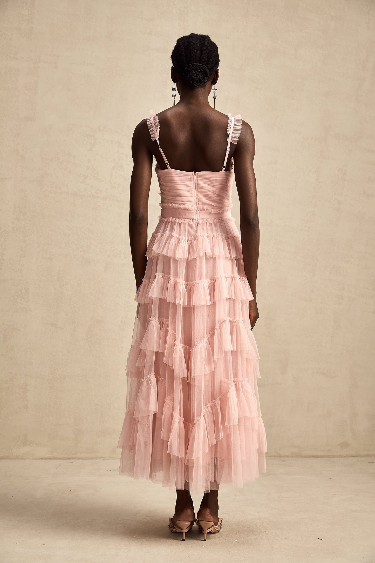 Elvire layered ruffled tulle maxi dress