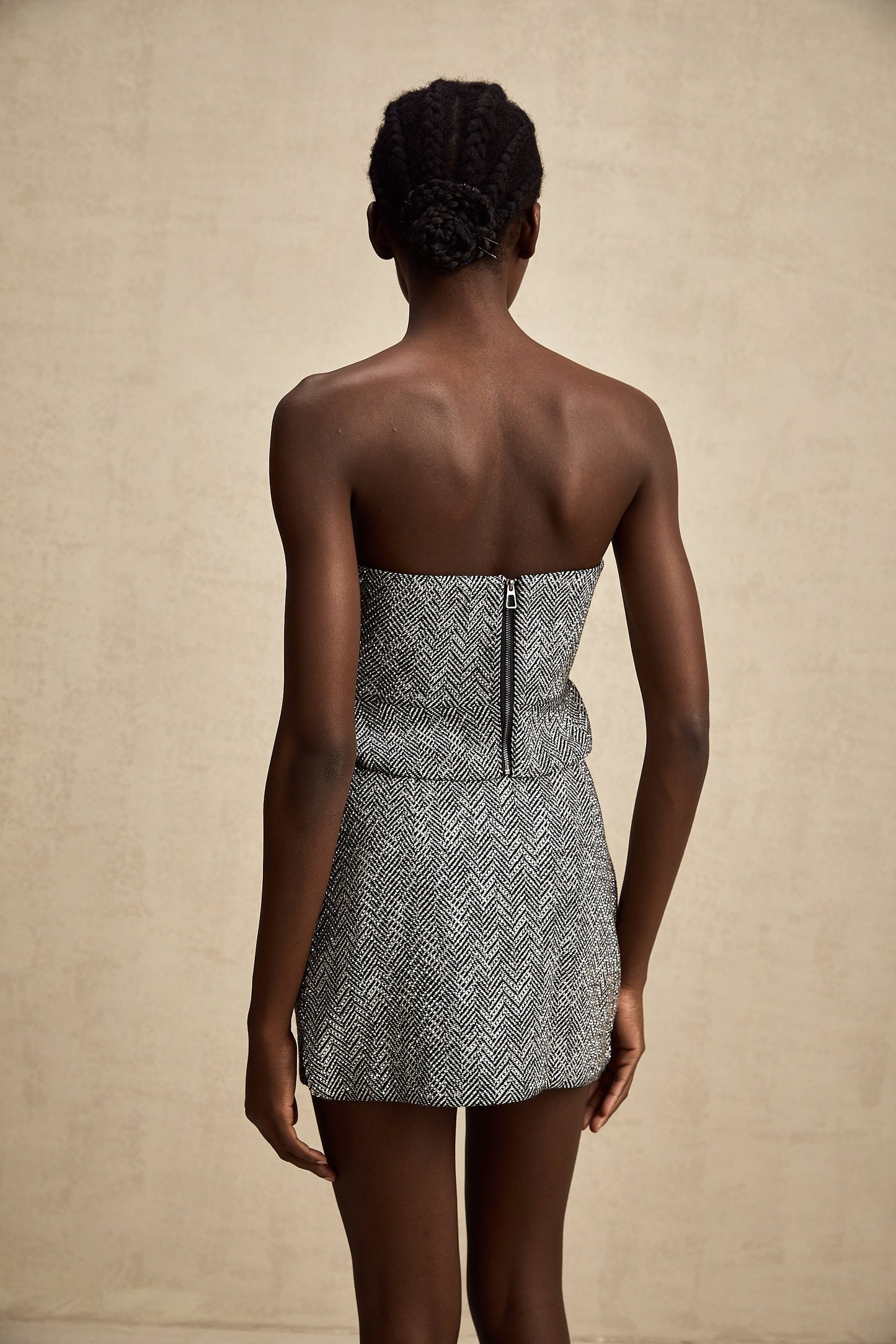 Chantal grey herringbone corset top