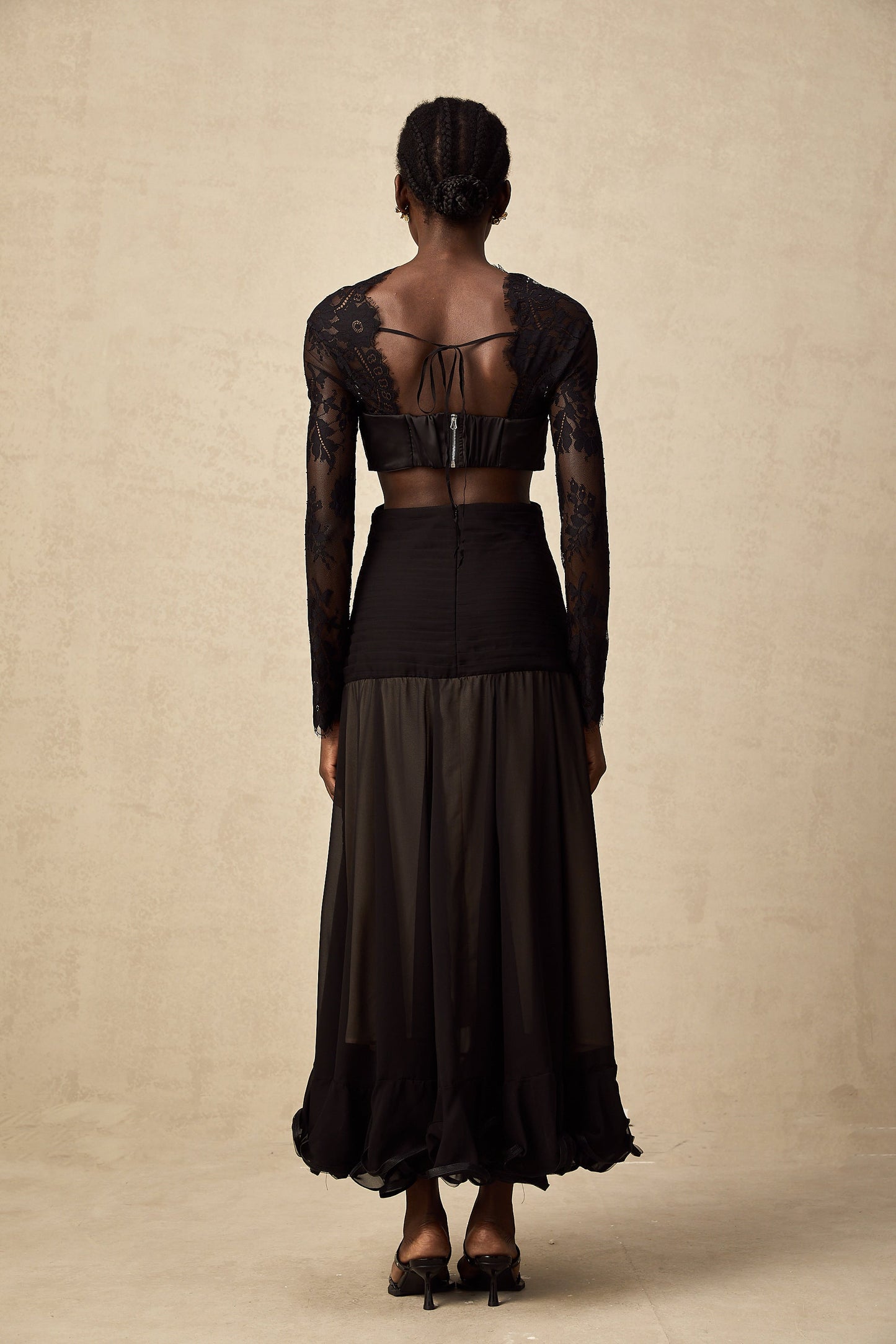 Maïwenn floral-lace panelled maxi dress