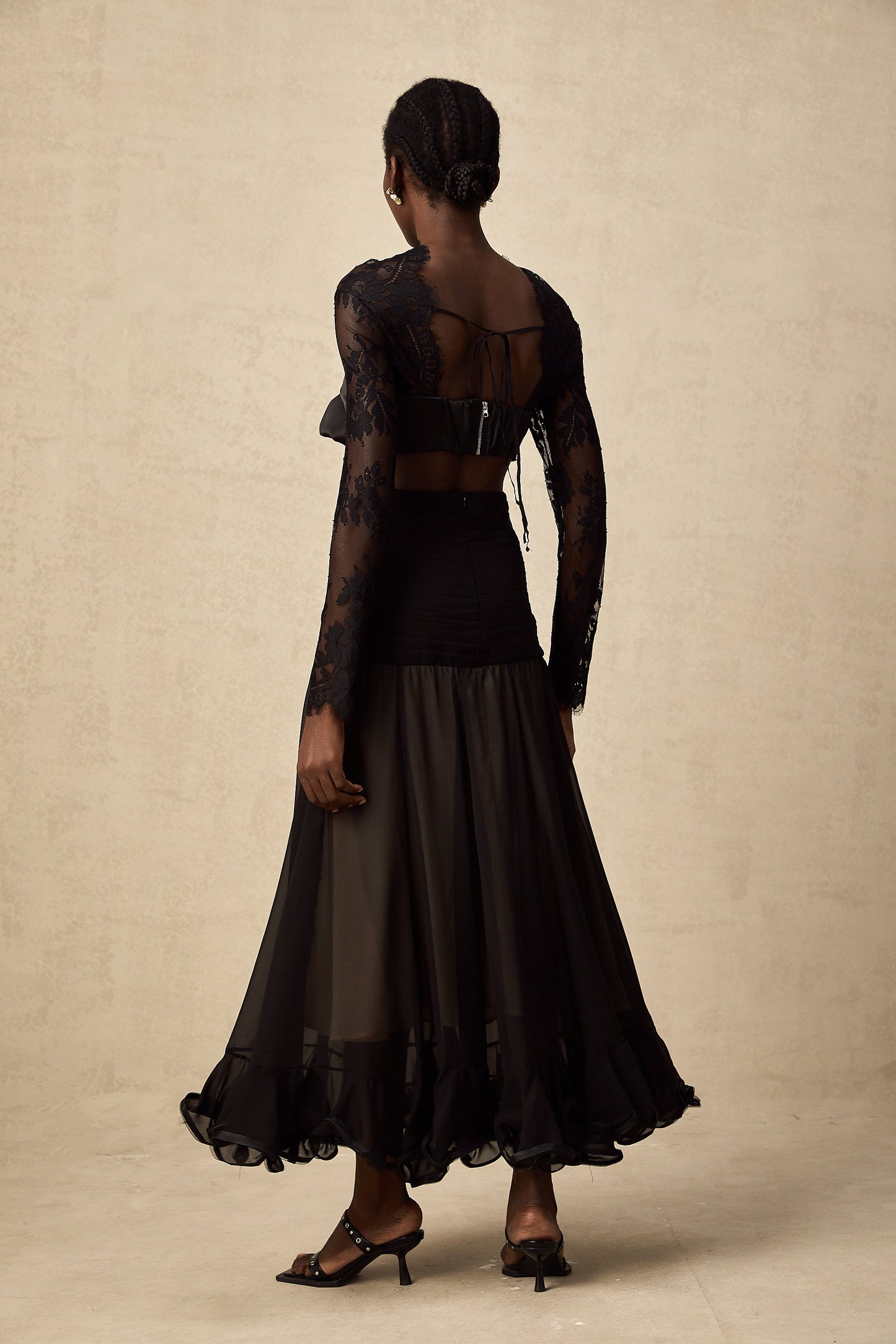 Maïwenn floral-lace panelled maxi dress