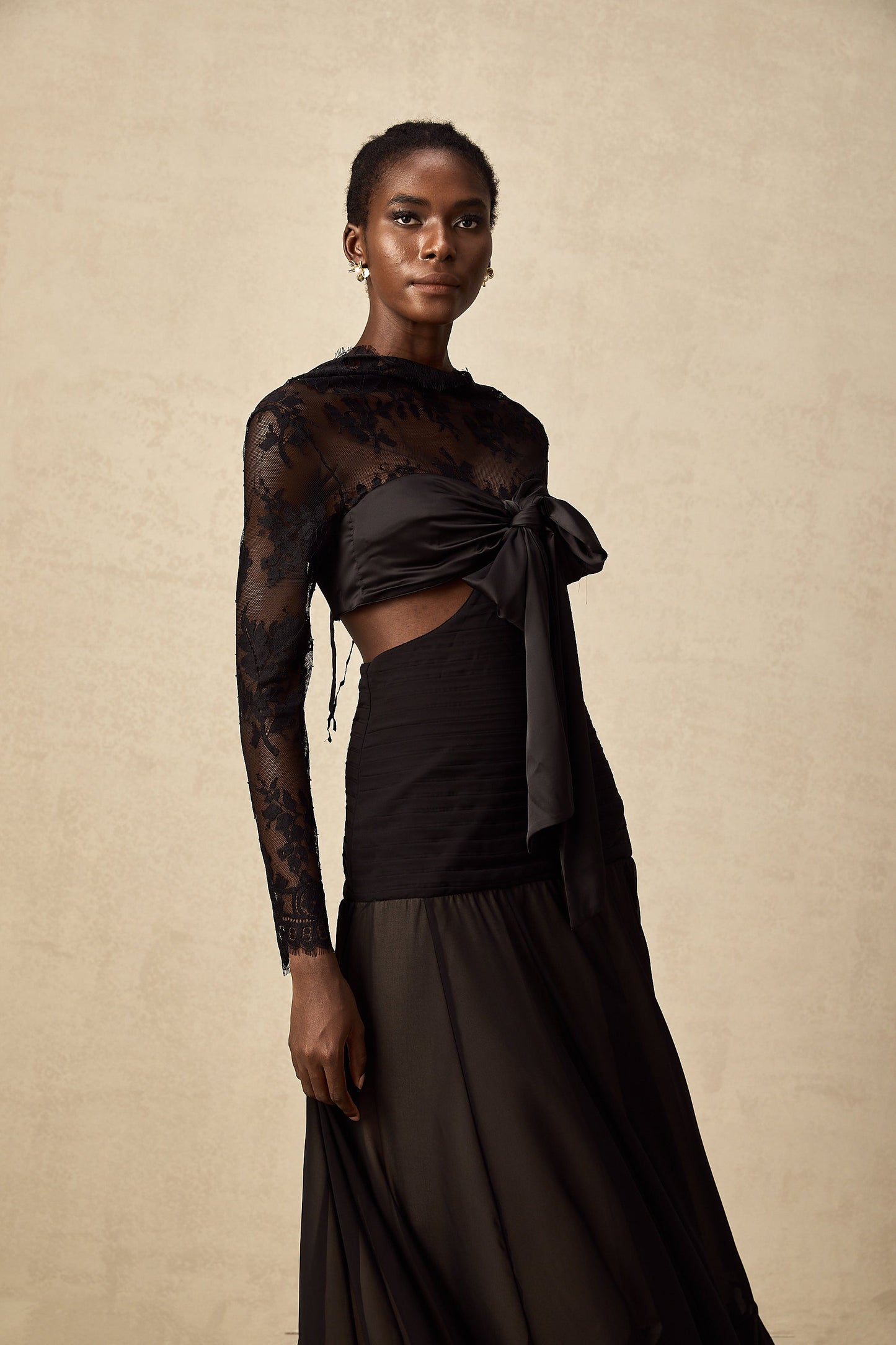 Maïwenn floral-lace panelled maxi dress