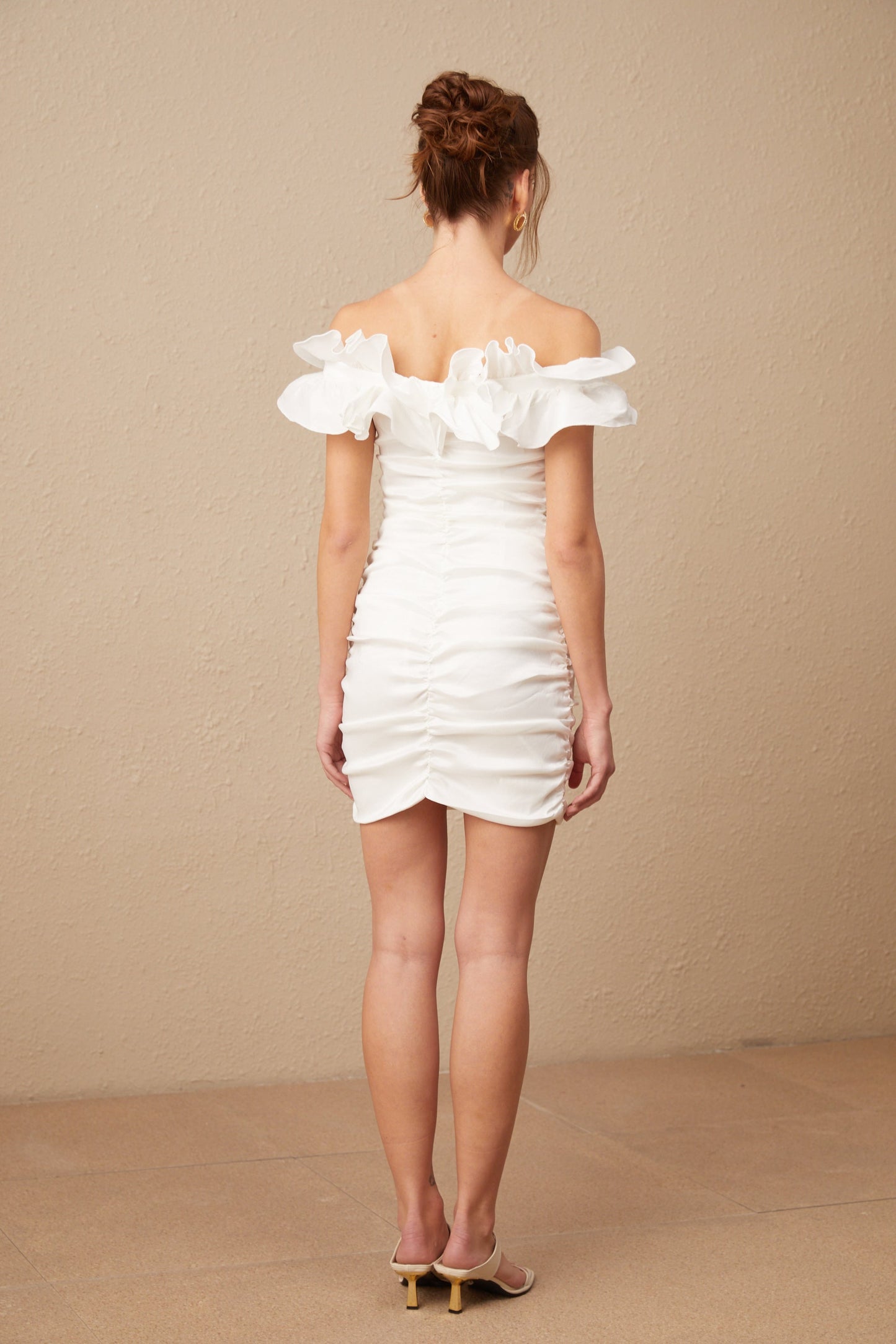Aïssatou white off-shoulder ruffled mini dress (US Only)
