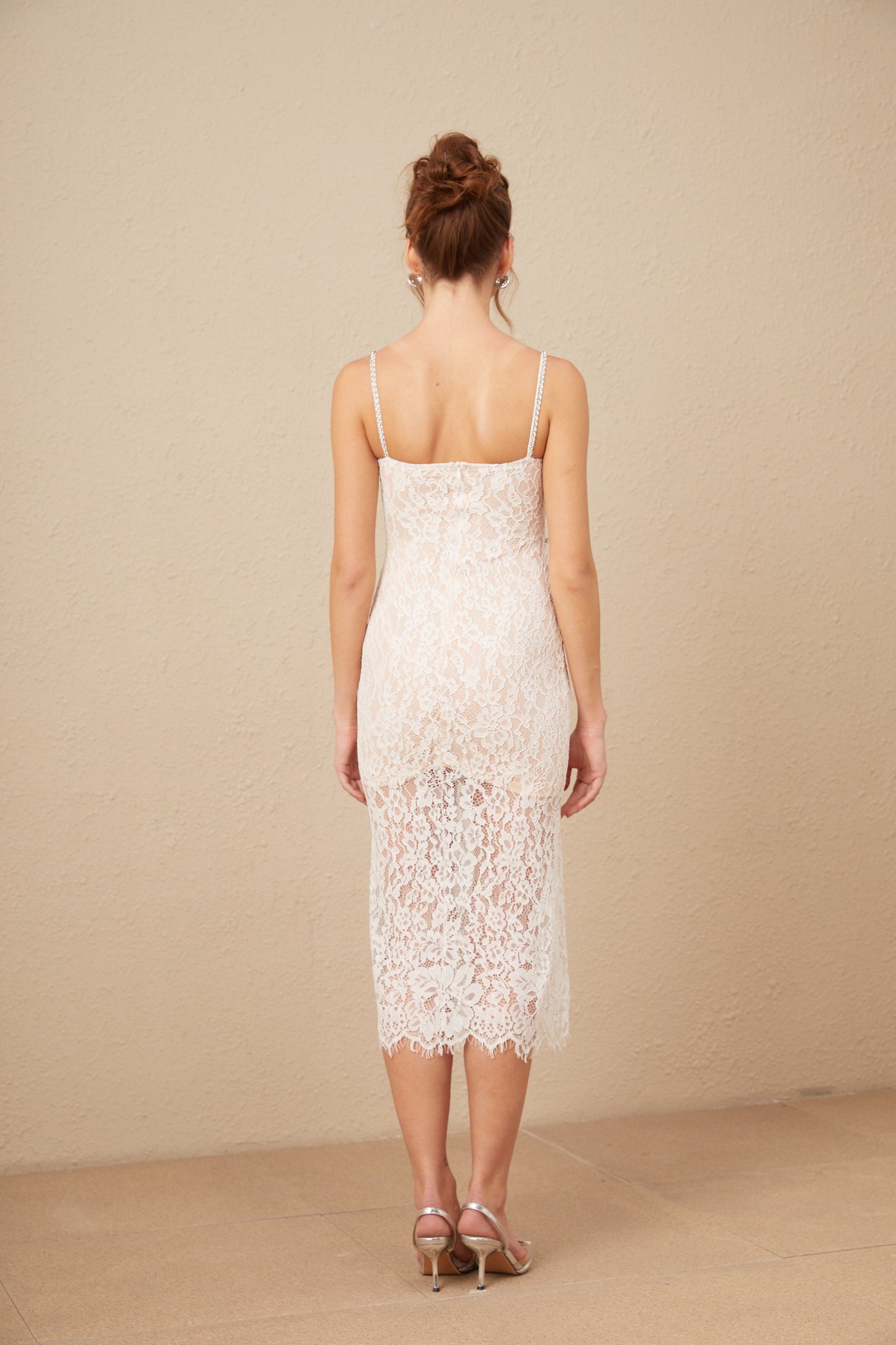 Carmen crystal bustier lace midi dress (US Only)