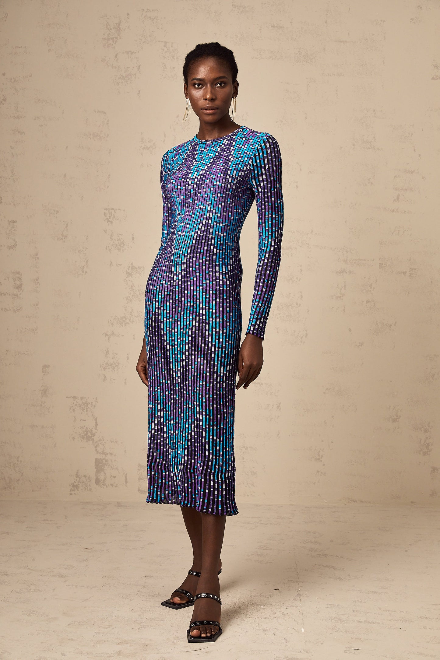 Marie zigzag knitted midi dress