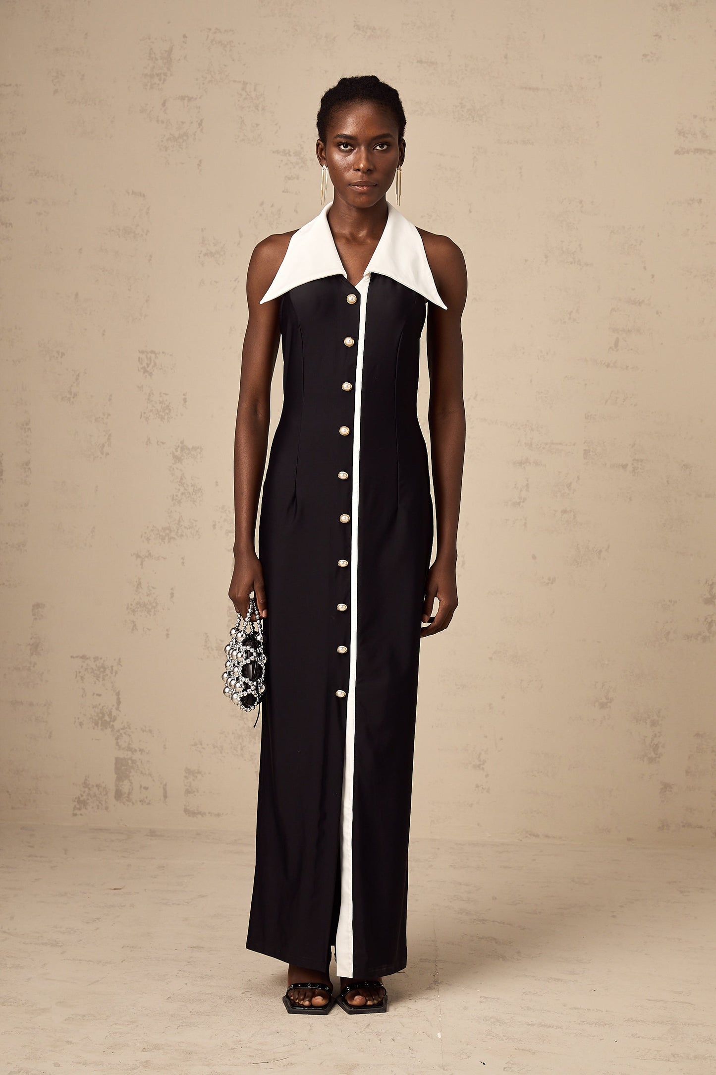 Alessandra color-blocked fitted maxi dress (US Only)