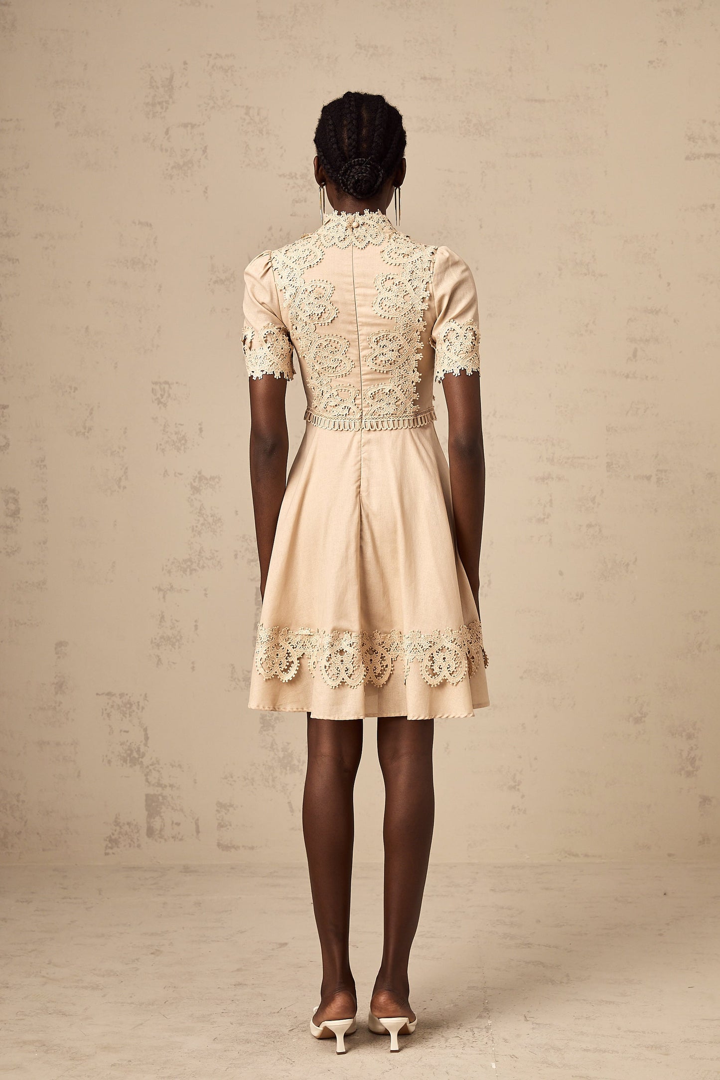 Axelle corded-lace flared mini dress