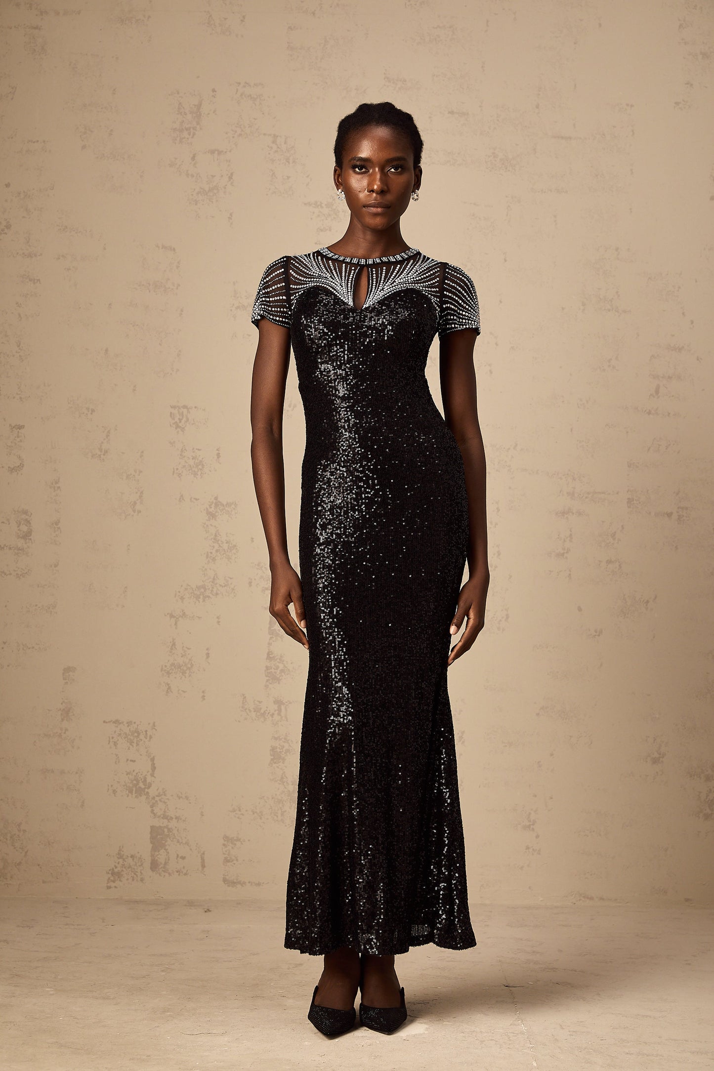 Blair black sequined cut-out maxi dress (US Only)
