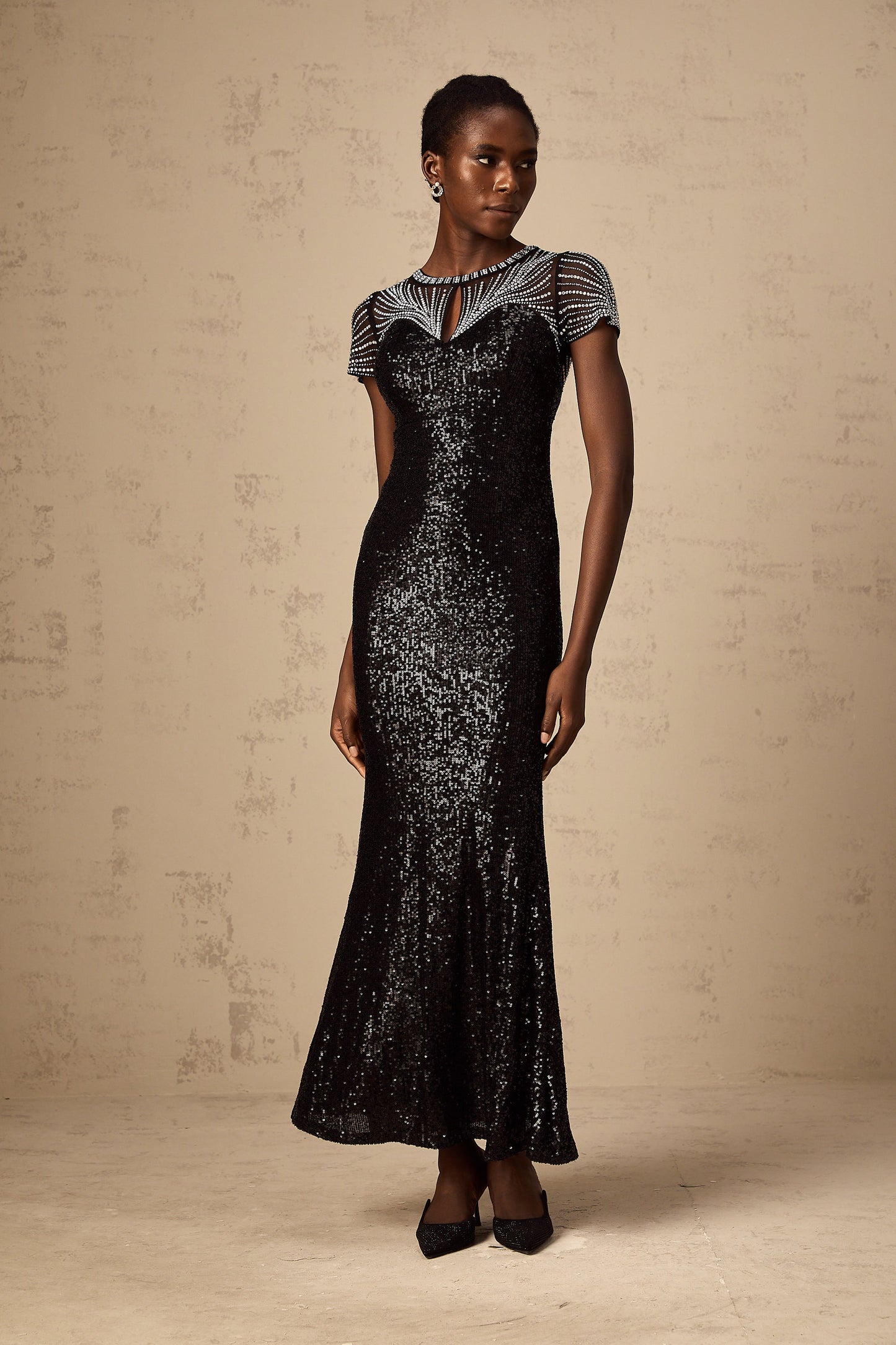 Blair black sequined cut-out maxi dress (US Only)