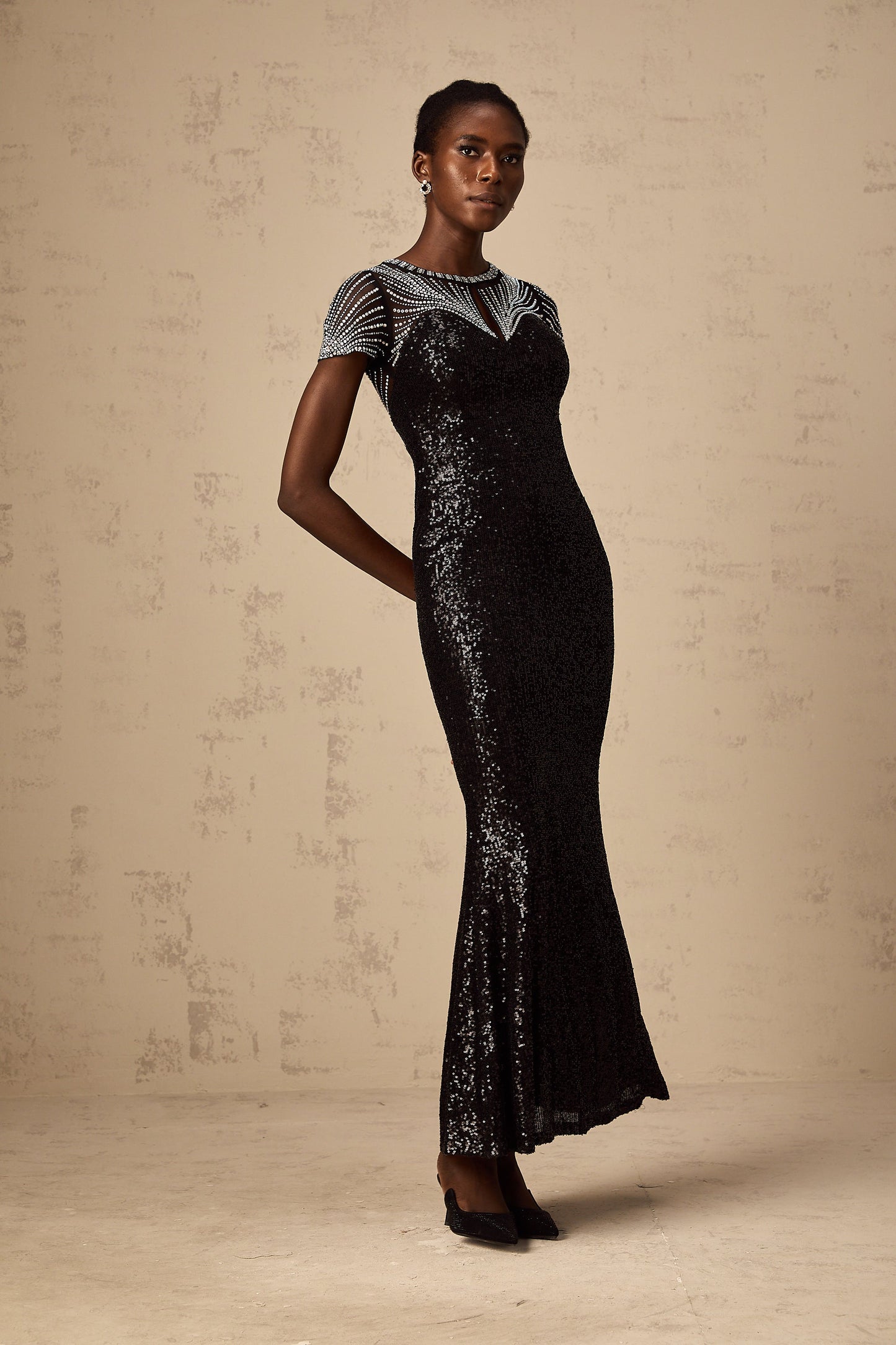 Blair black sequined cut-out maxi dress (US Only)